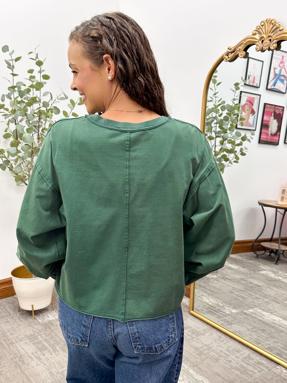 Cropped Oversized Long Sleeve Shirt