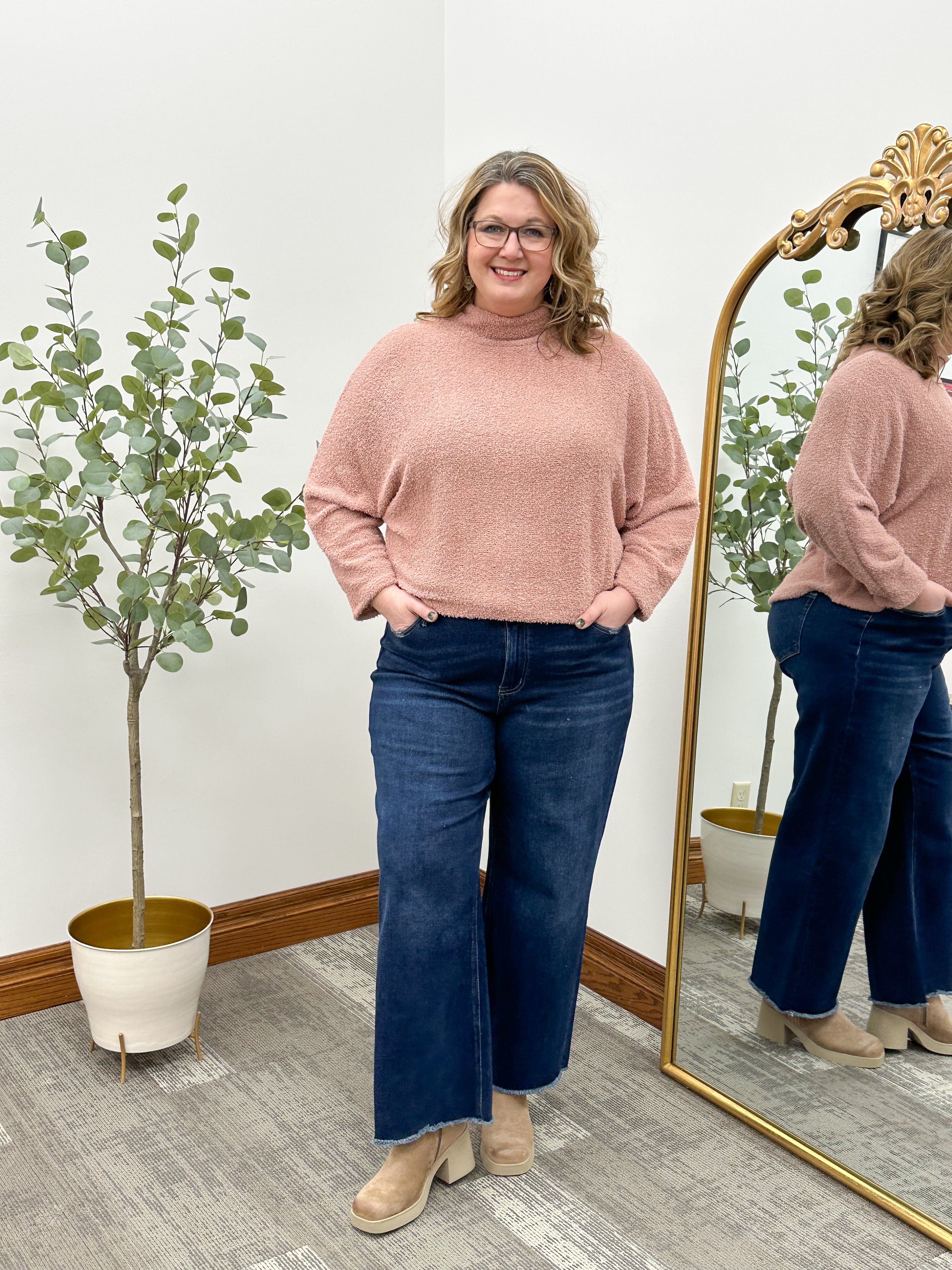 Mauve Mock Neck Sweater