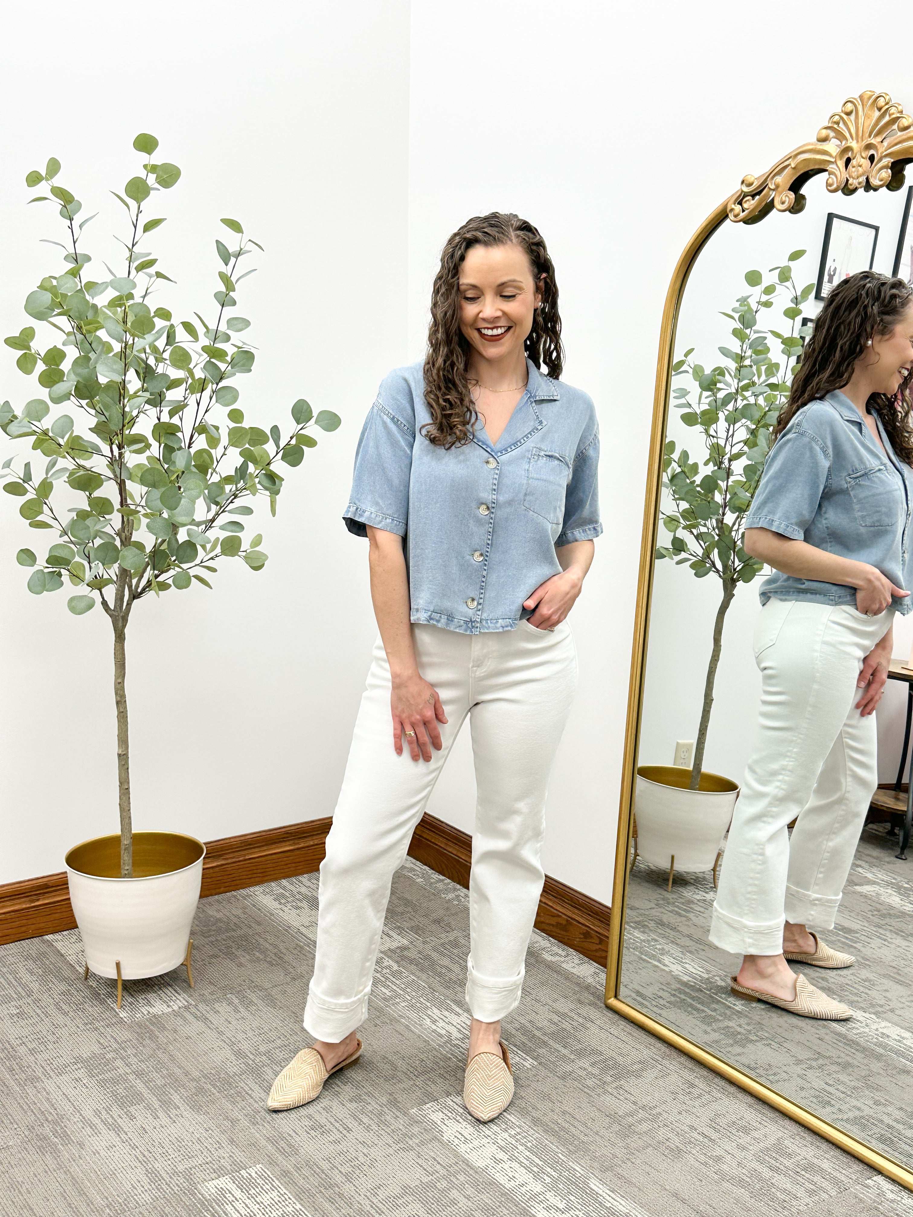 Button Up Denim Top