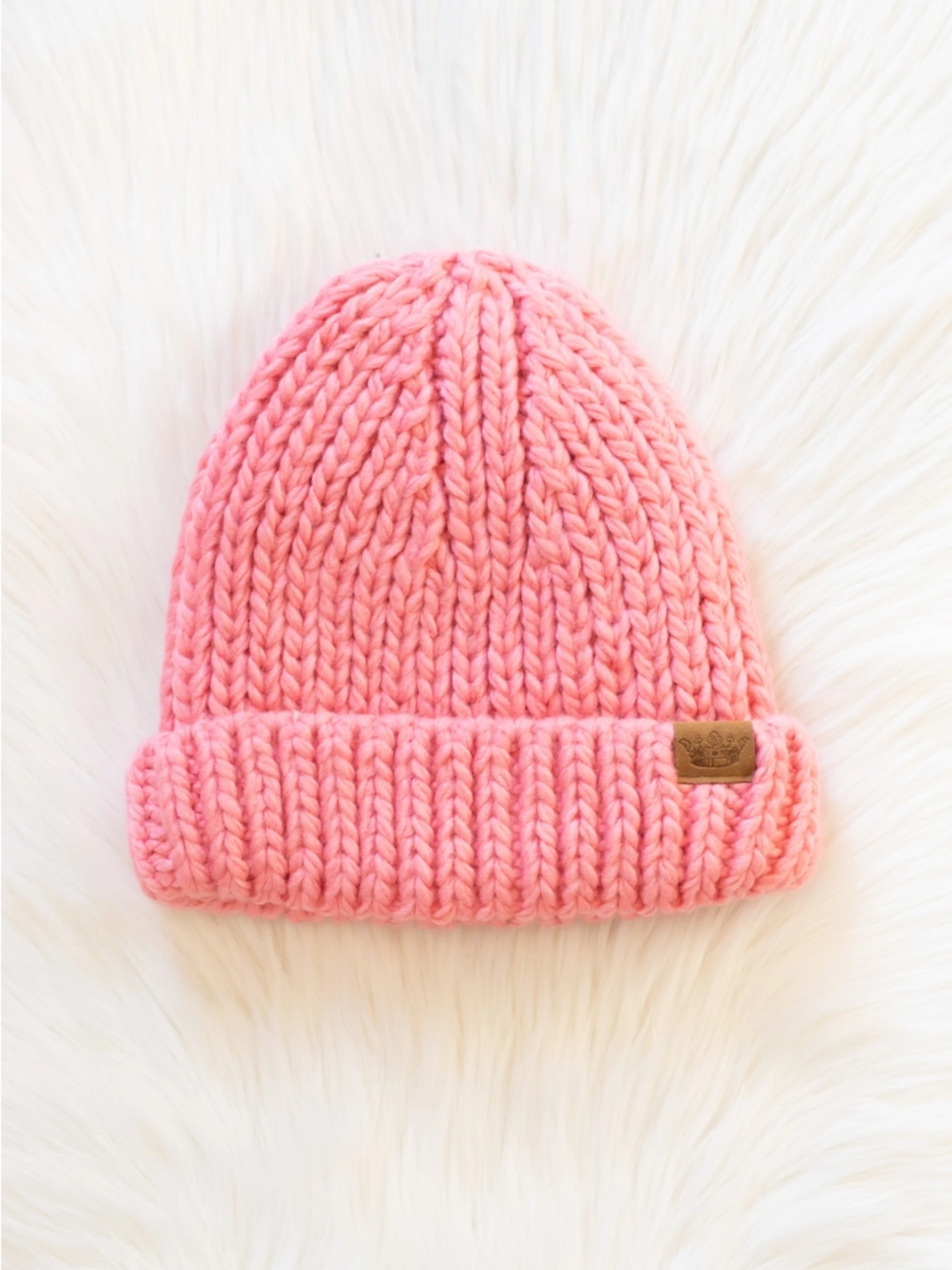 Pink Chunky Knit Beanie