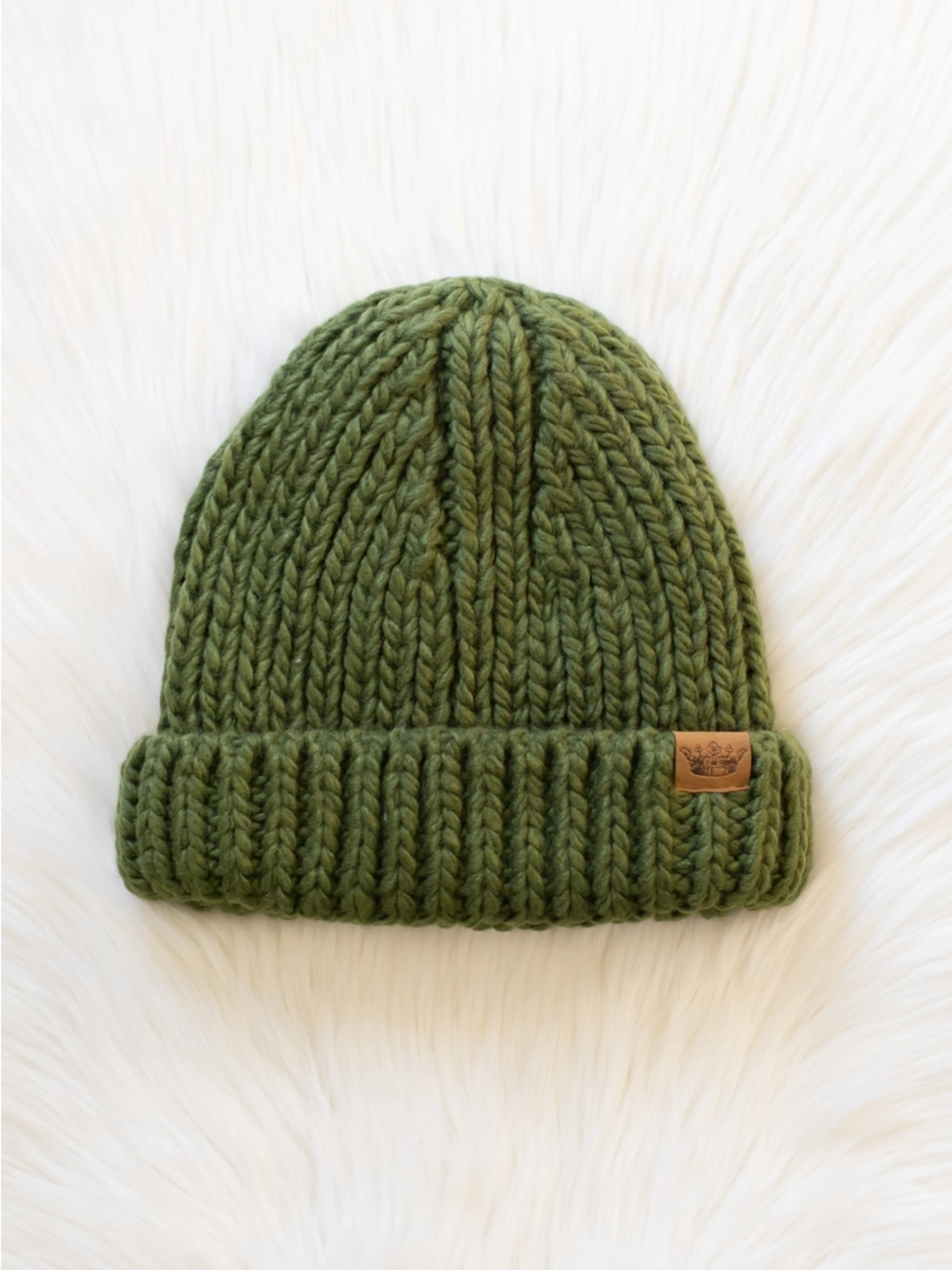 Olive Chunky Knit Beanie