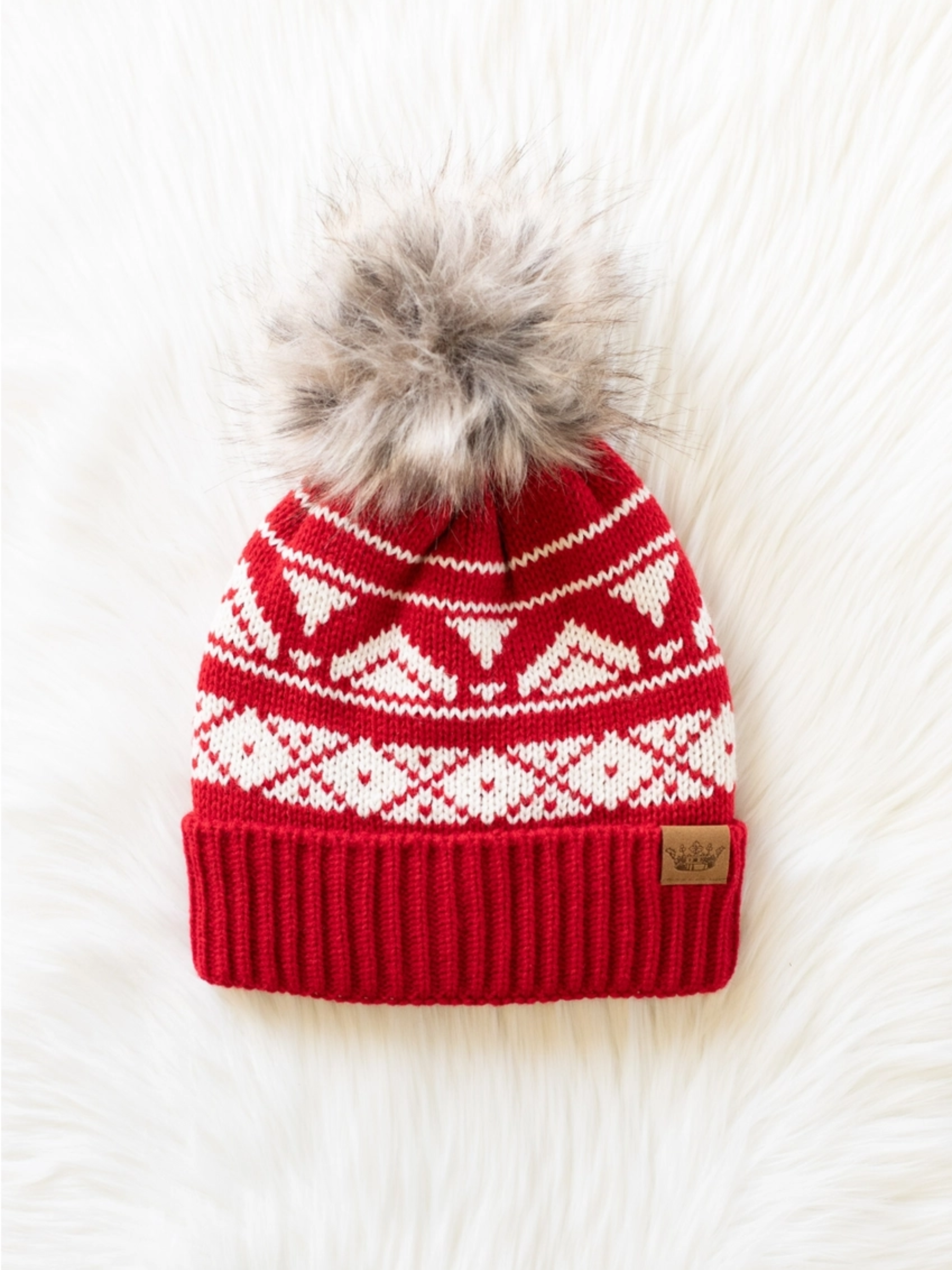 Patterned Winter Pom Hats (3 colors)
