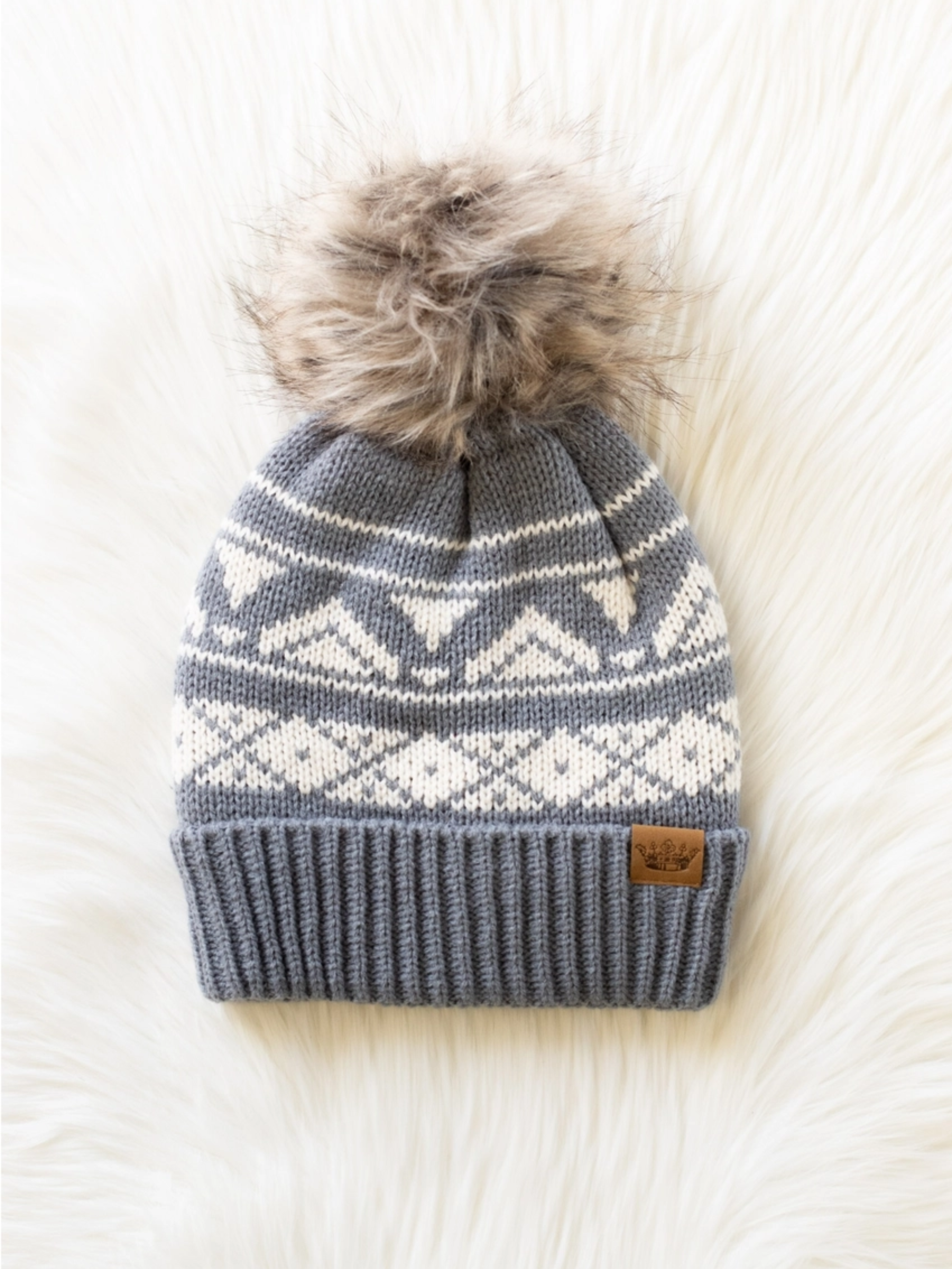 Patterned Winter Pom Hats (3 colors)