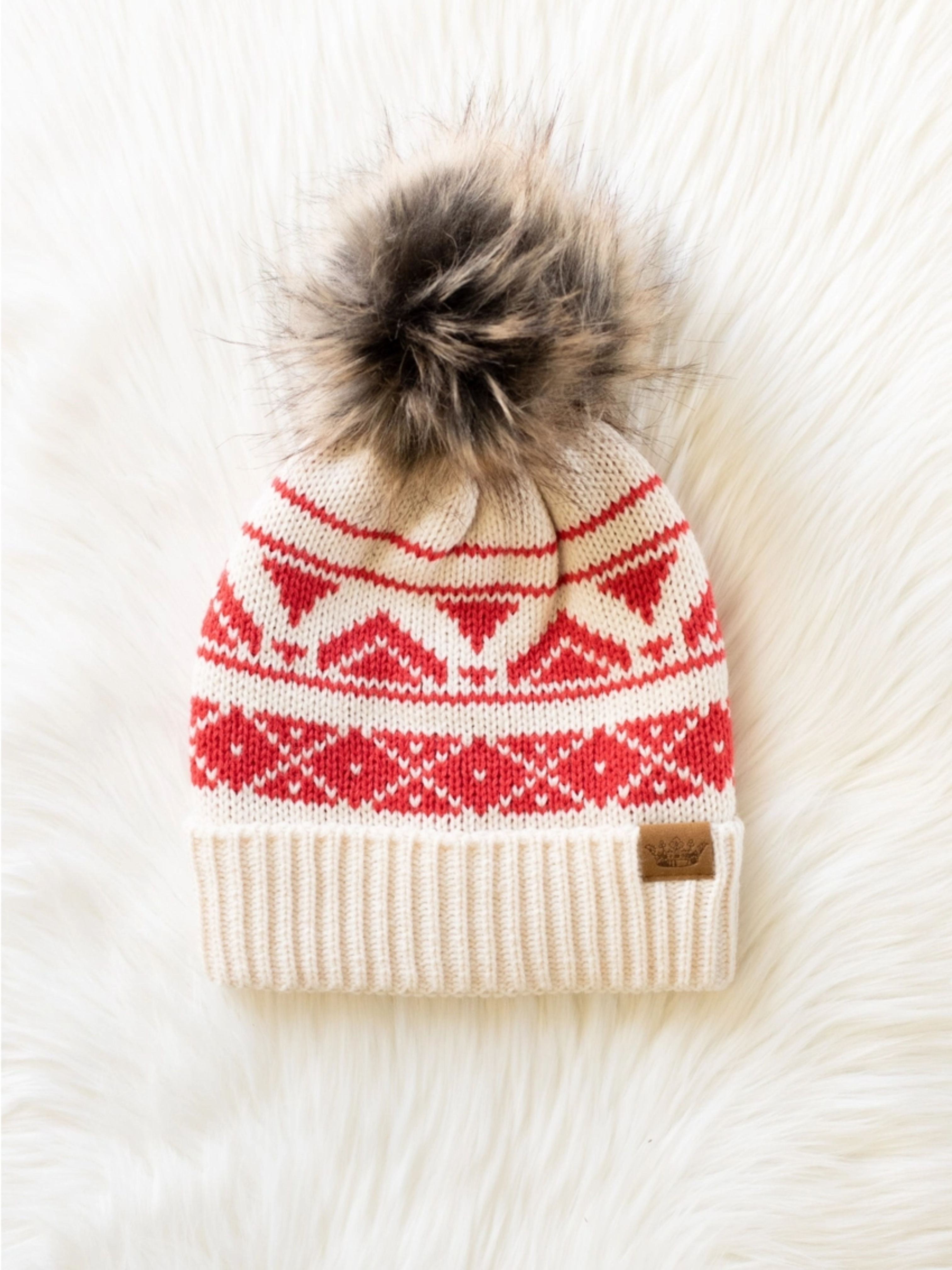 Patterned Winter Pom Hats (3 colors)