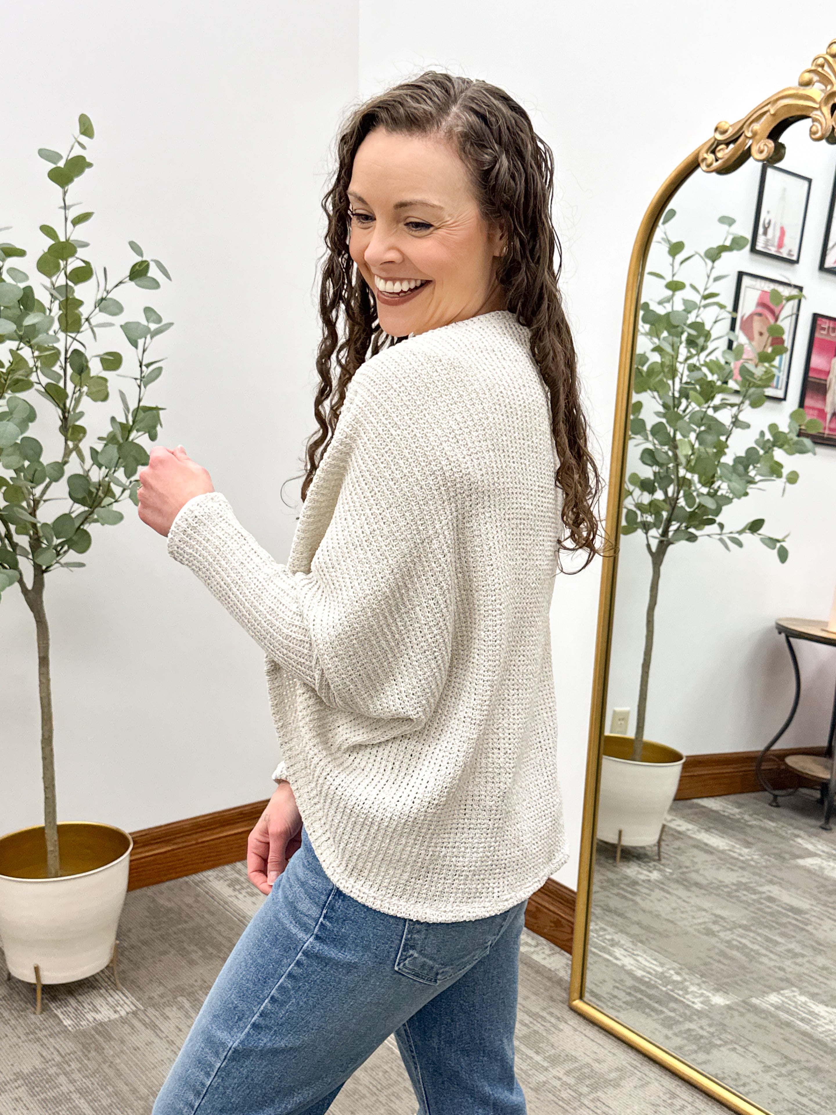 Loose Knit Dolman Sleeve Cardigan