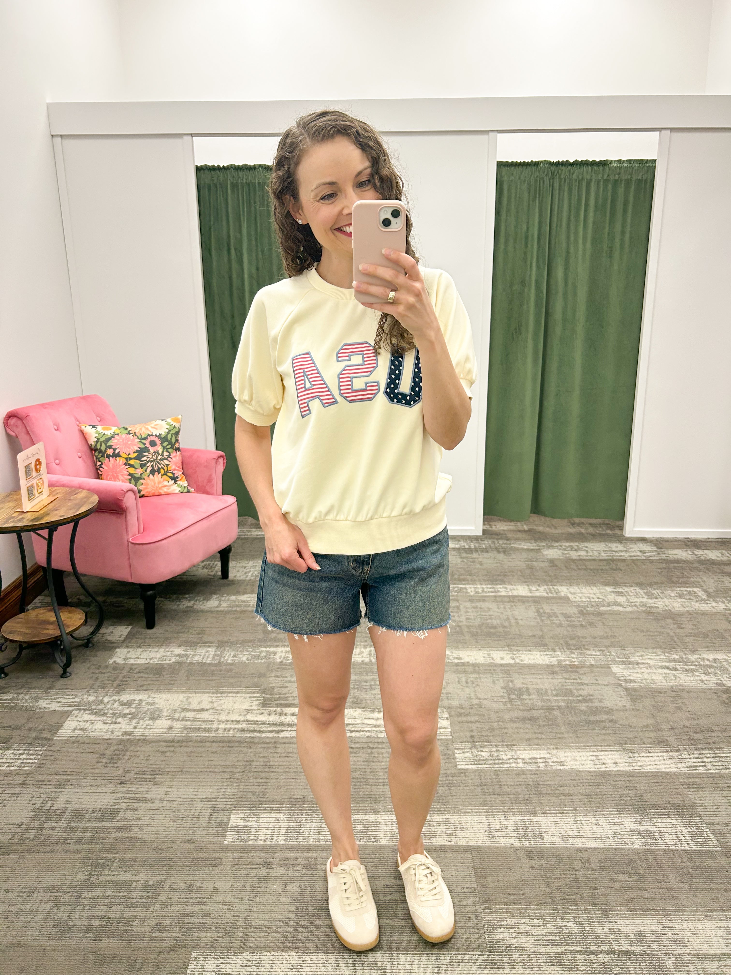 Butter Yellow USA Patchwork Short Sleeve Pullover