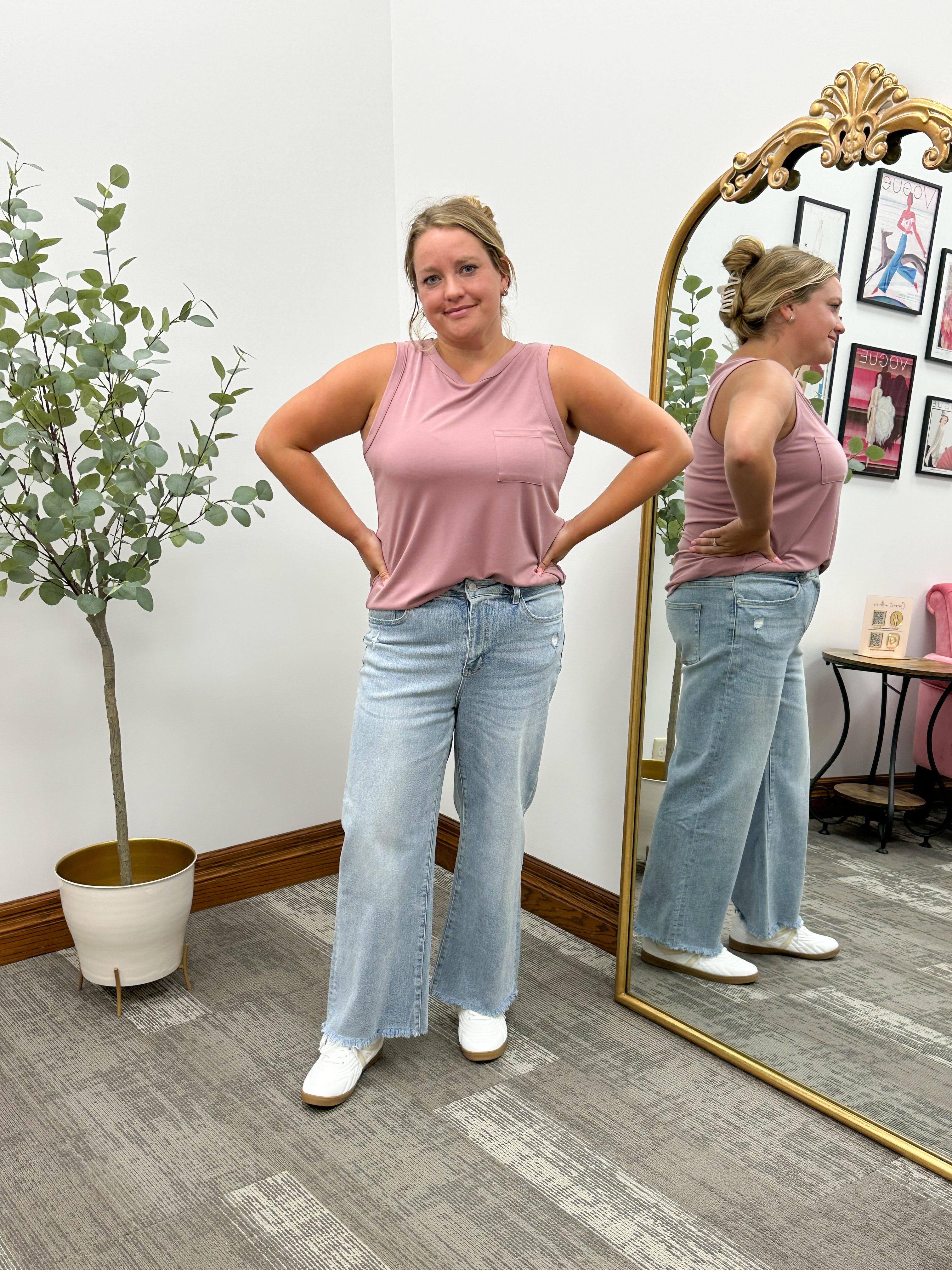 High Rise Wide Leg Ankle Jeans