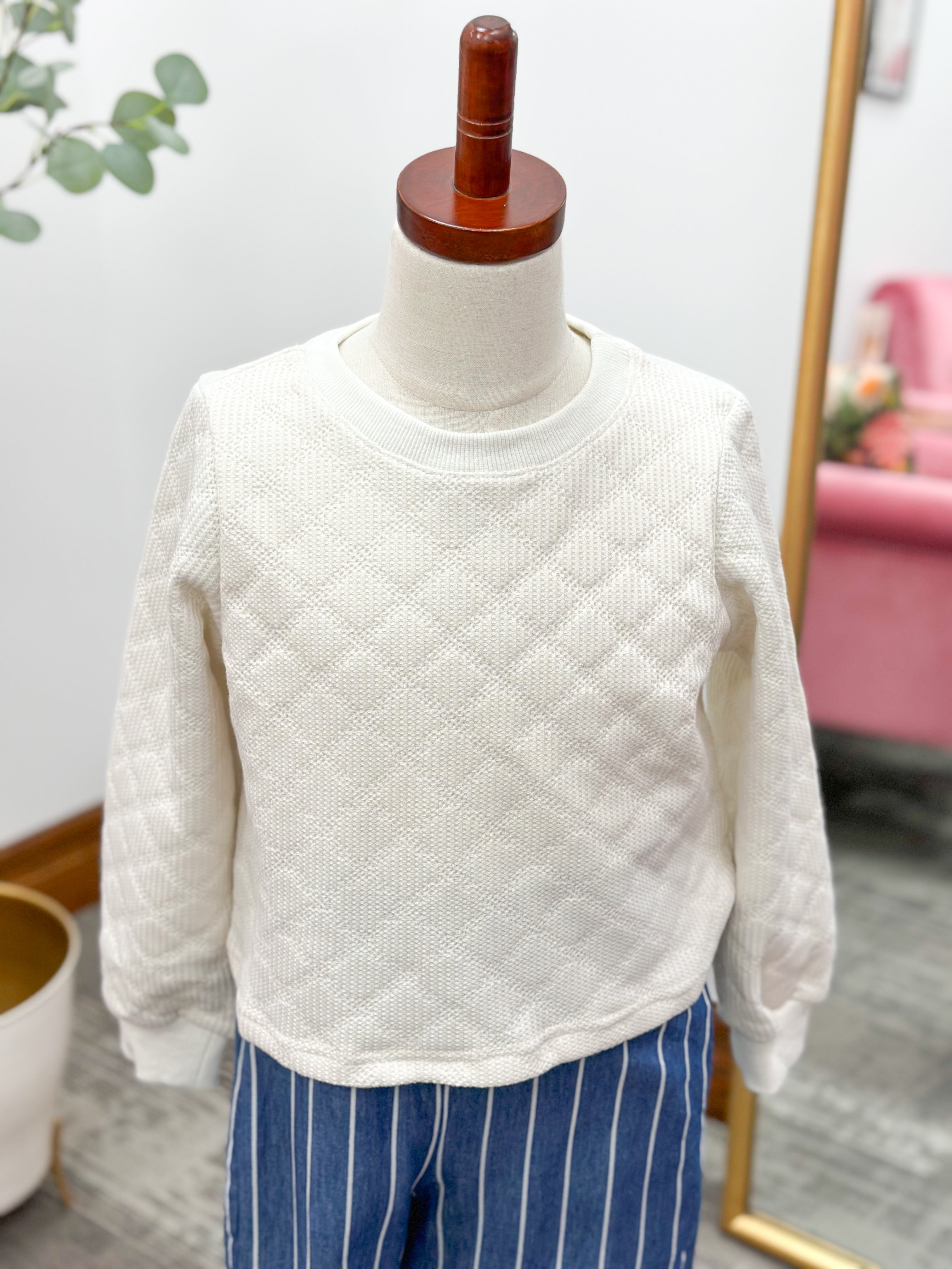 Girls Quilted Pullover Sweatshirt