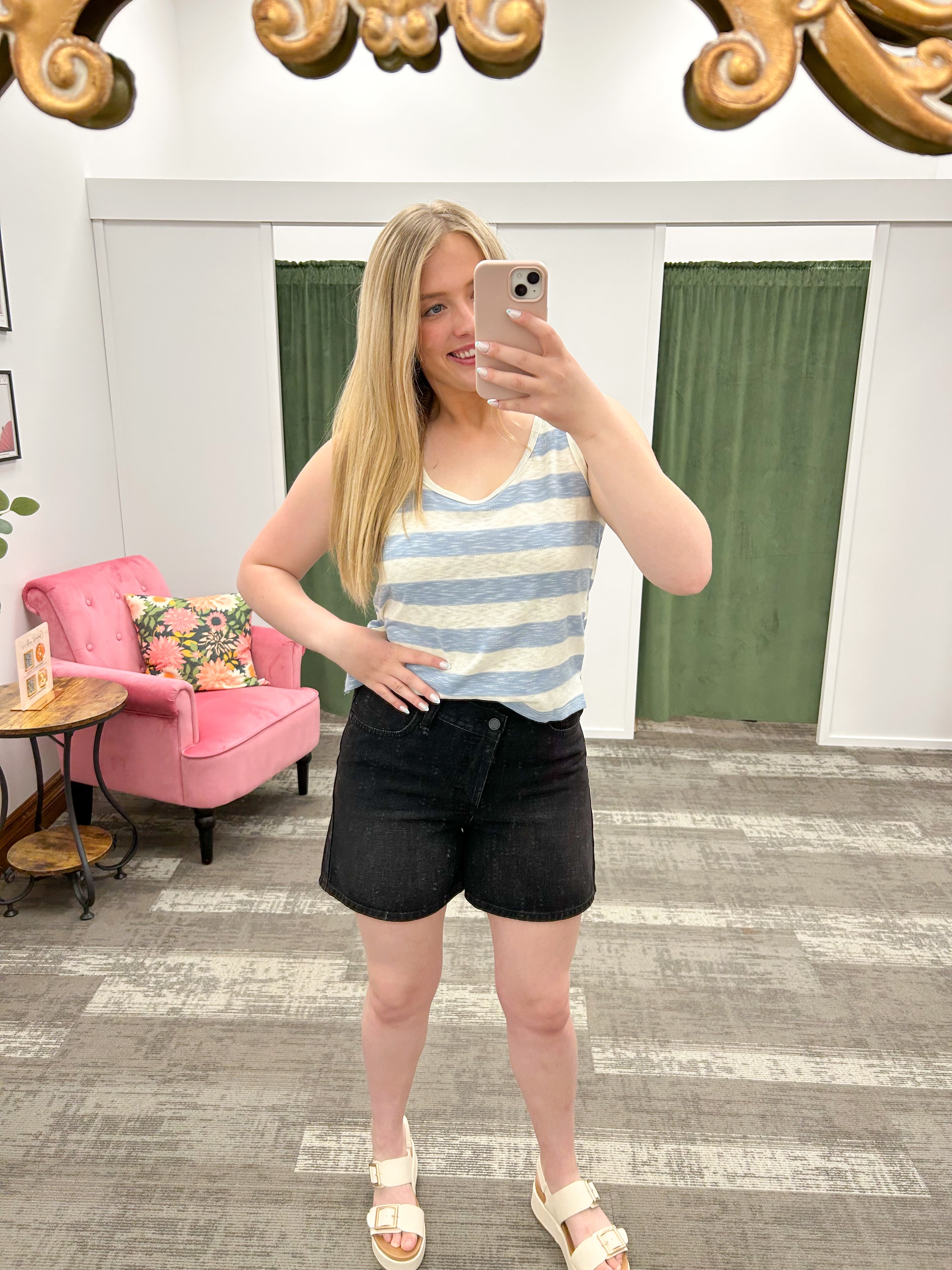 Zara Blue Striped Tank Top