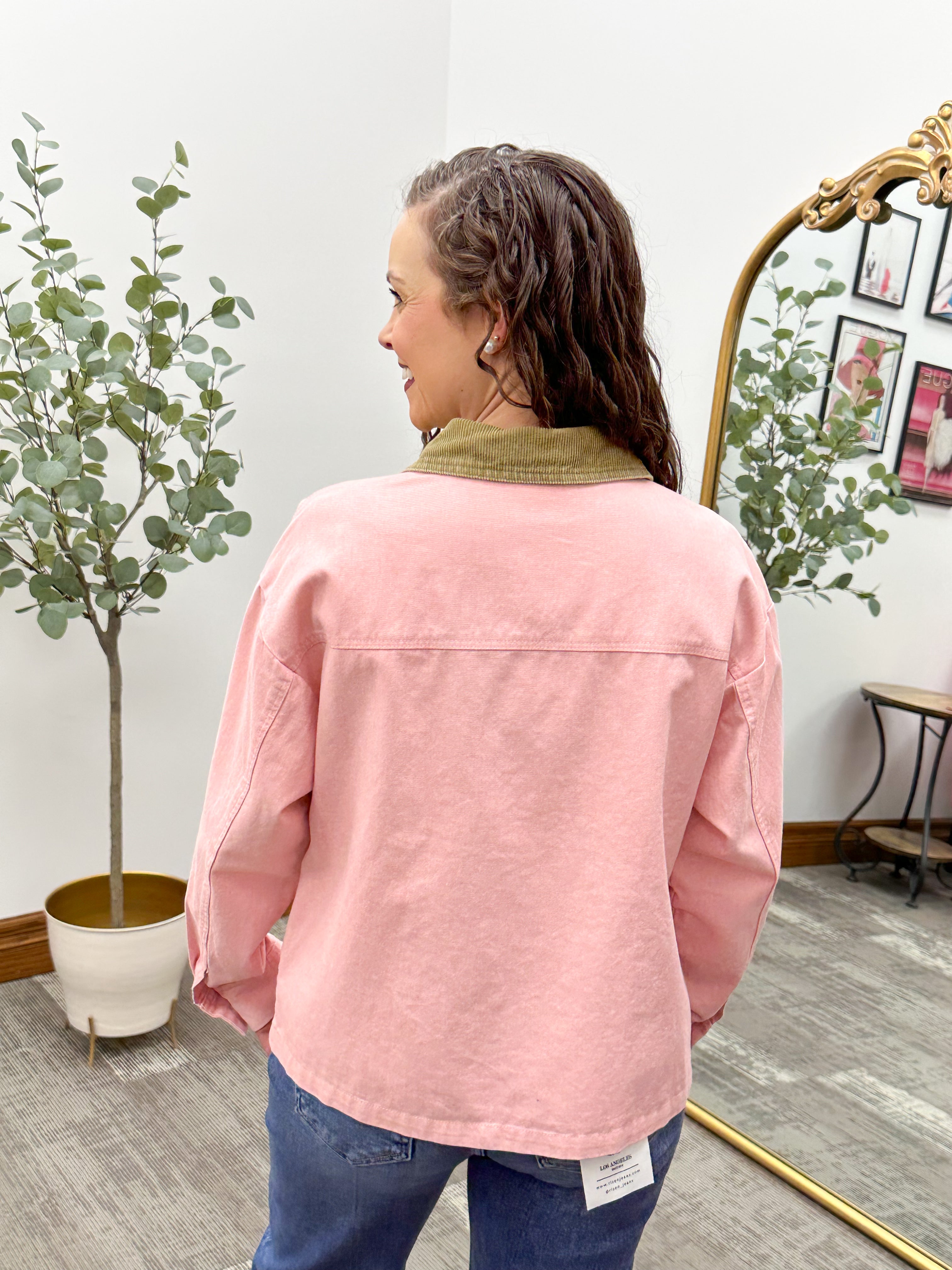 Pink Denim Barn Jacket