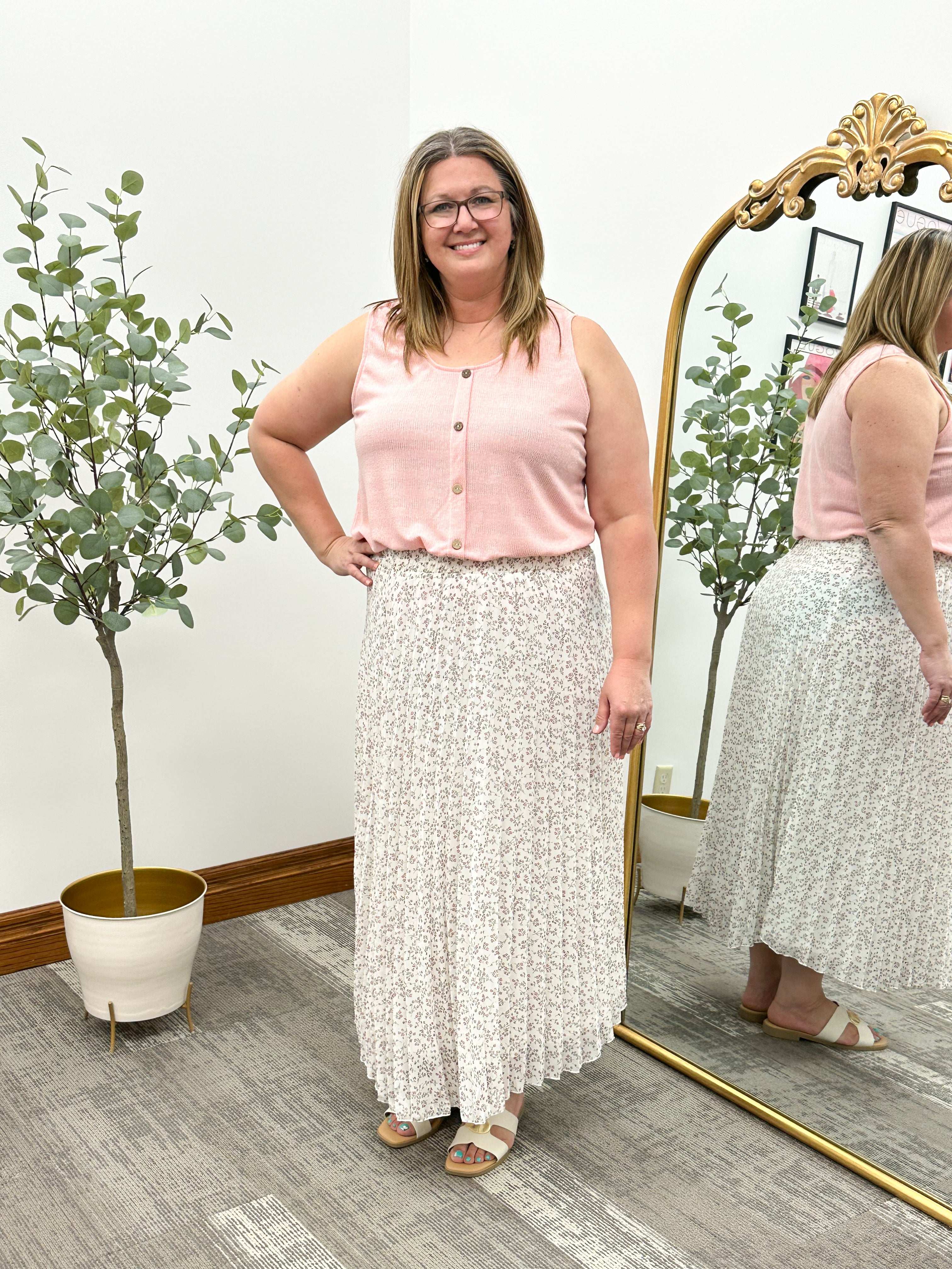 Floral Pleated Maxi Skirt