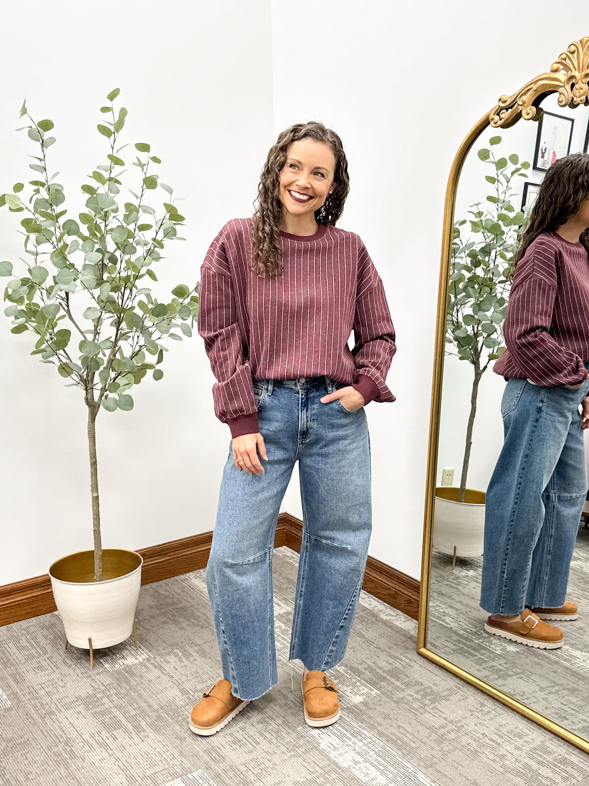 High Rise Medium Wash Barrel Jeans