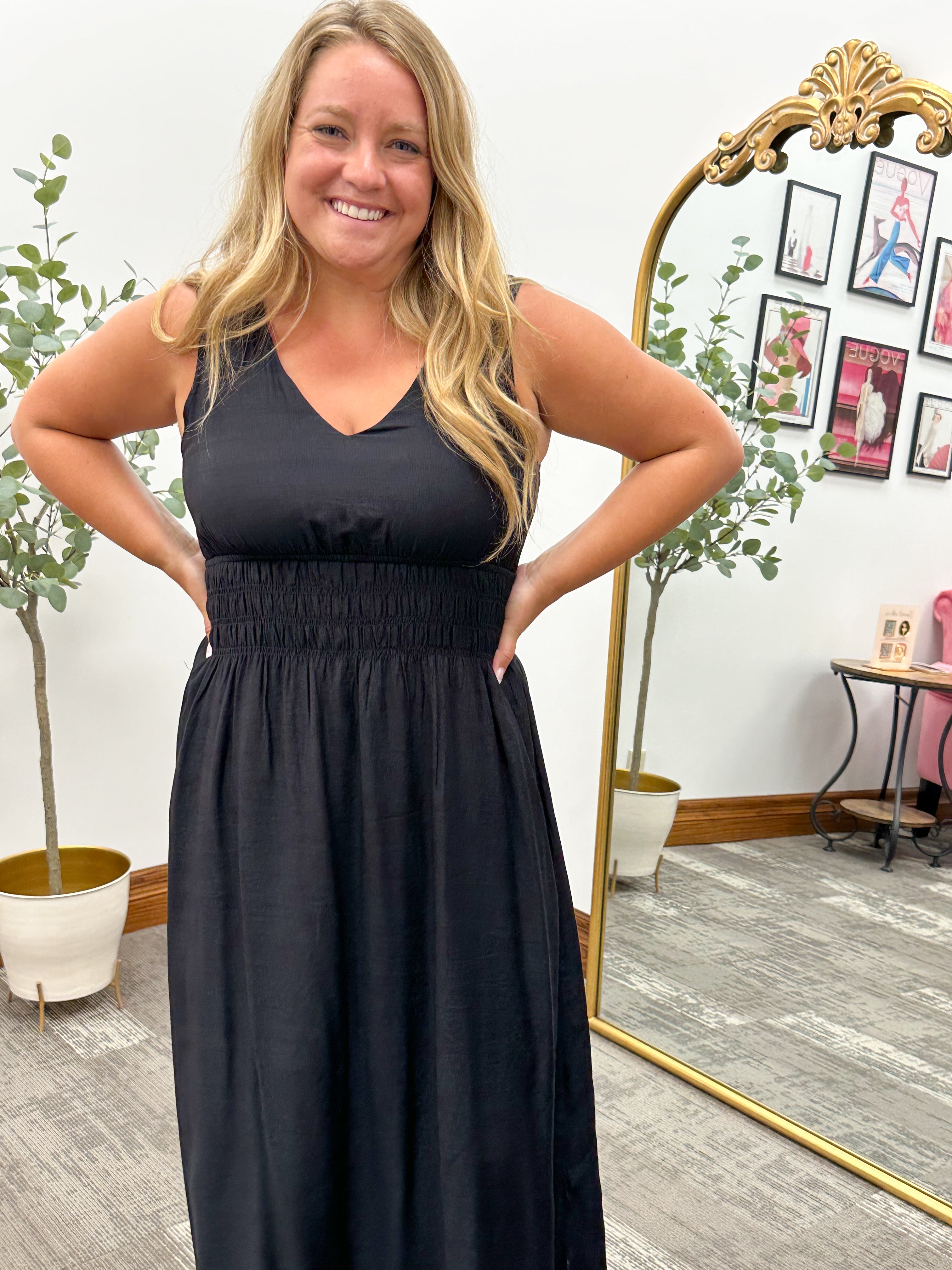 Black V-Neck Maxi Dress