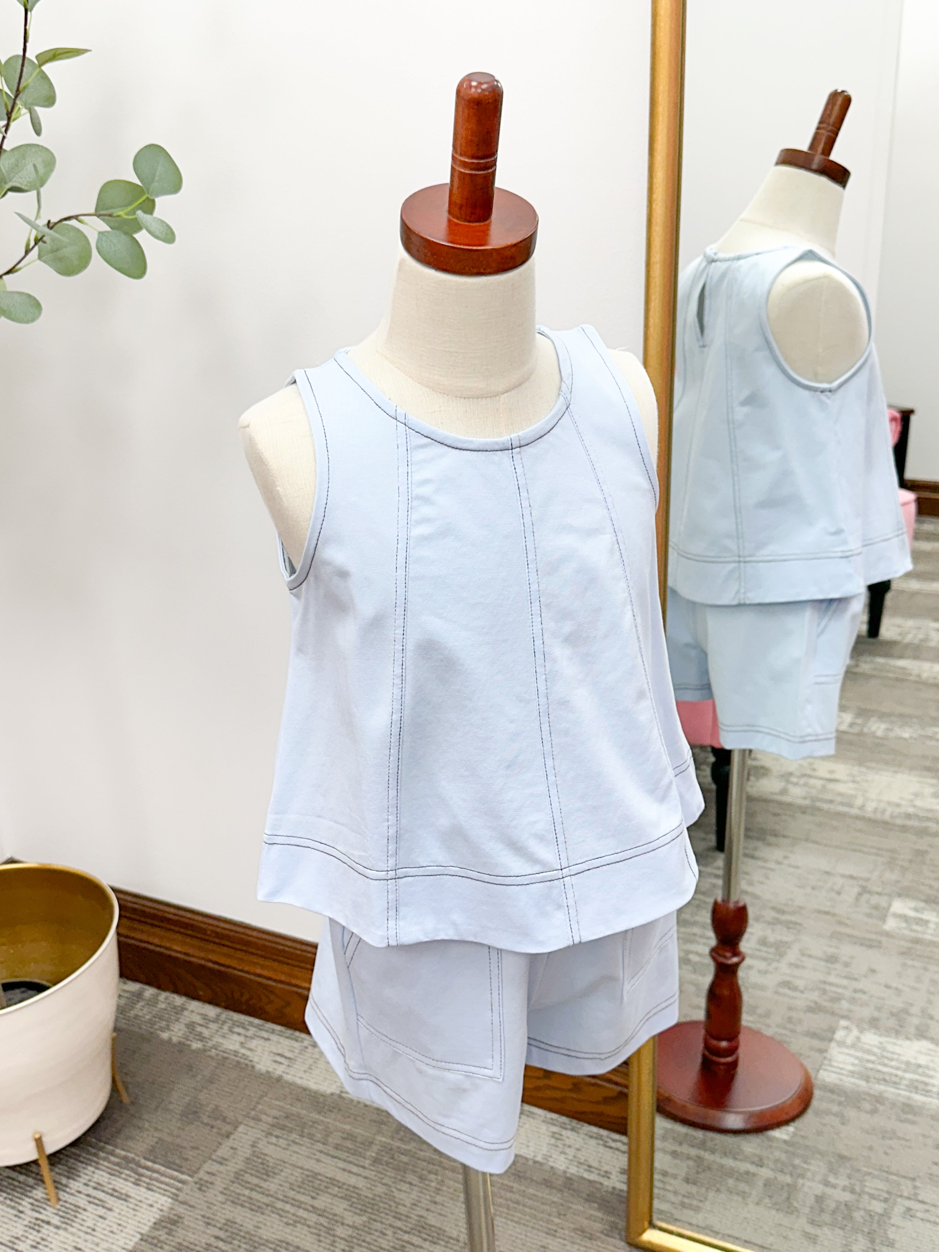 Girls Baby Blue Tank & Shorts Set