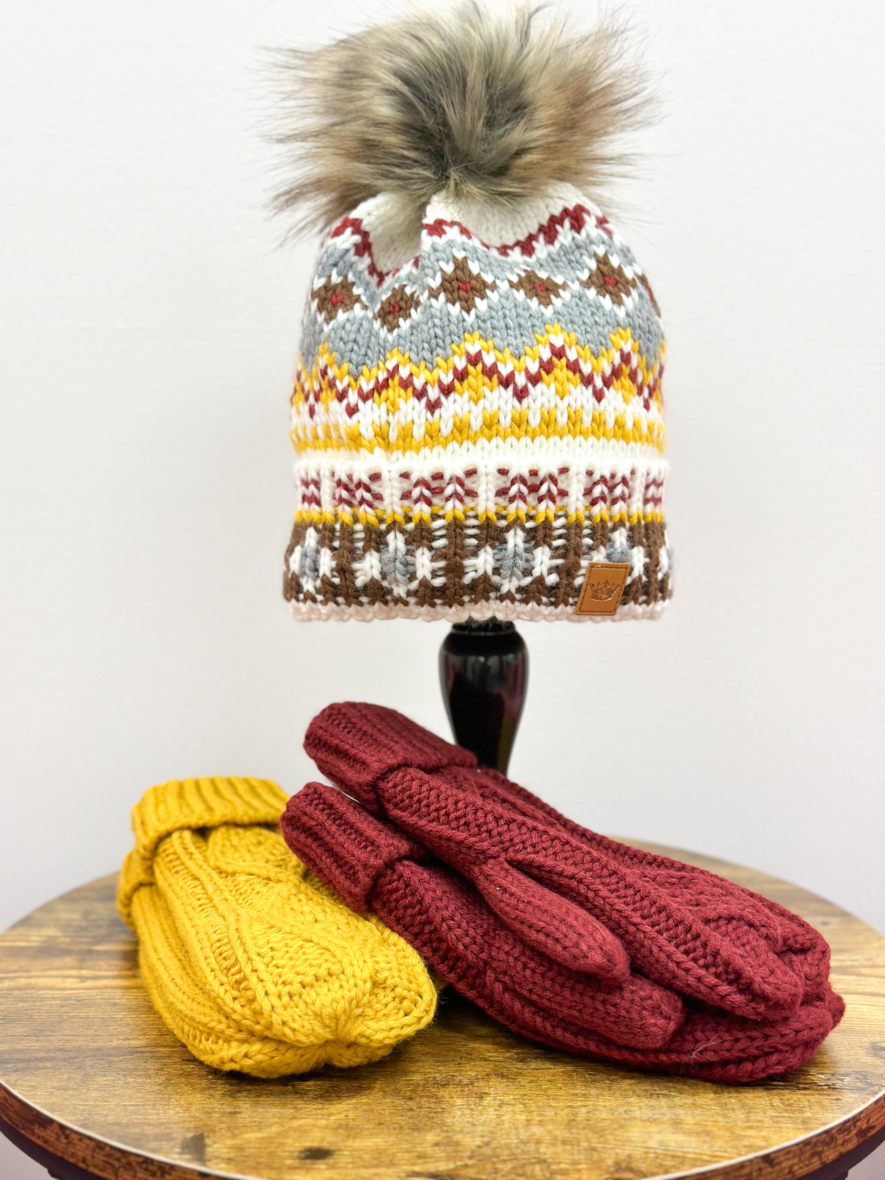 Multi Colored Knit Pom Hat