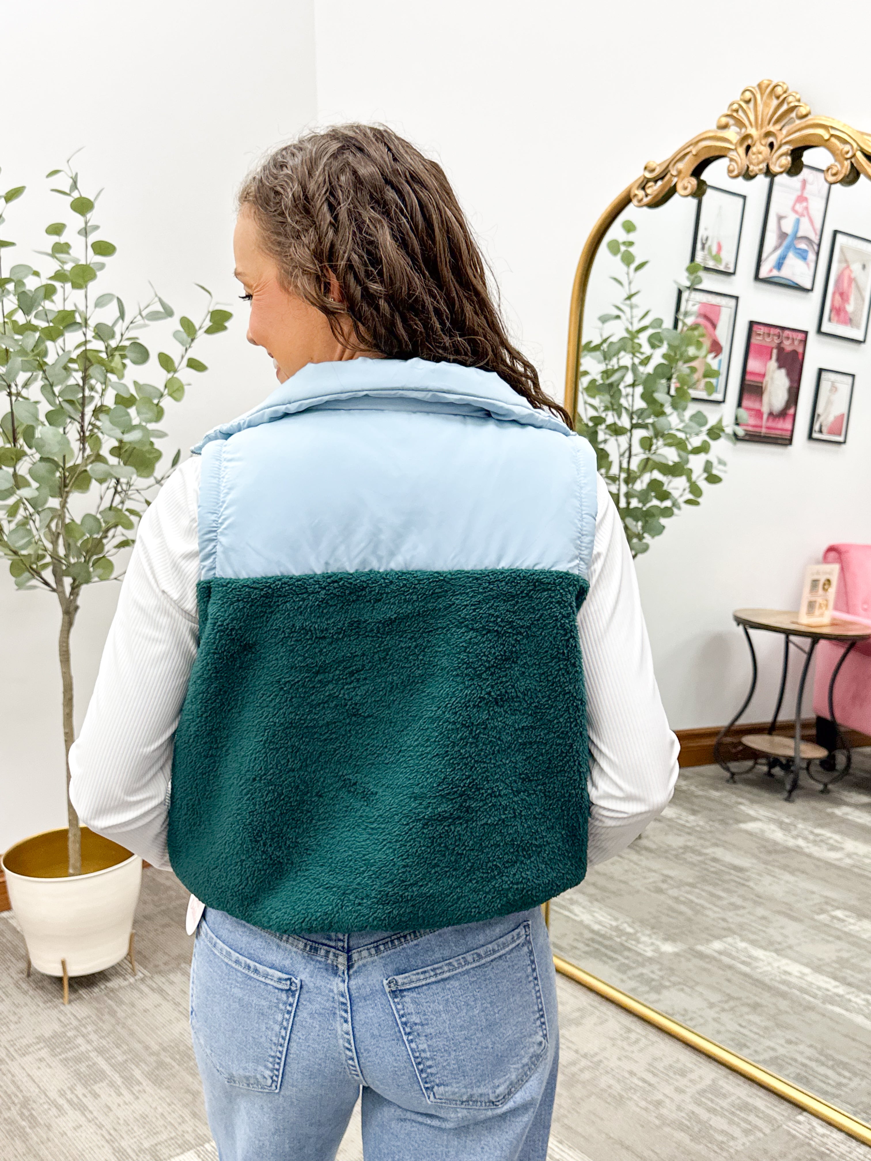 Sherpa Half Zip Puffer Vest (3 colors)