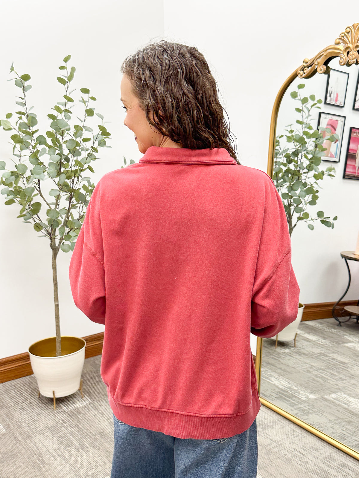 Button Neck Fleece Pullover