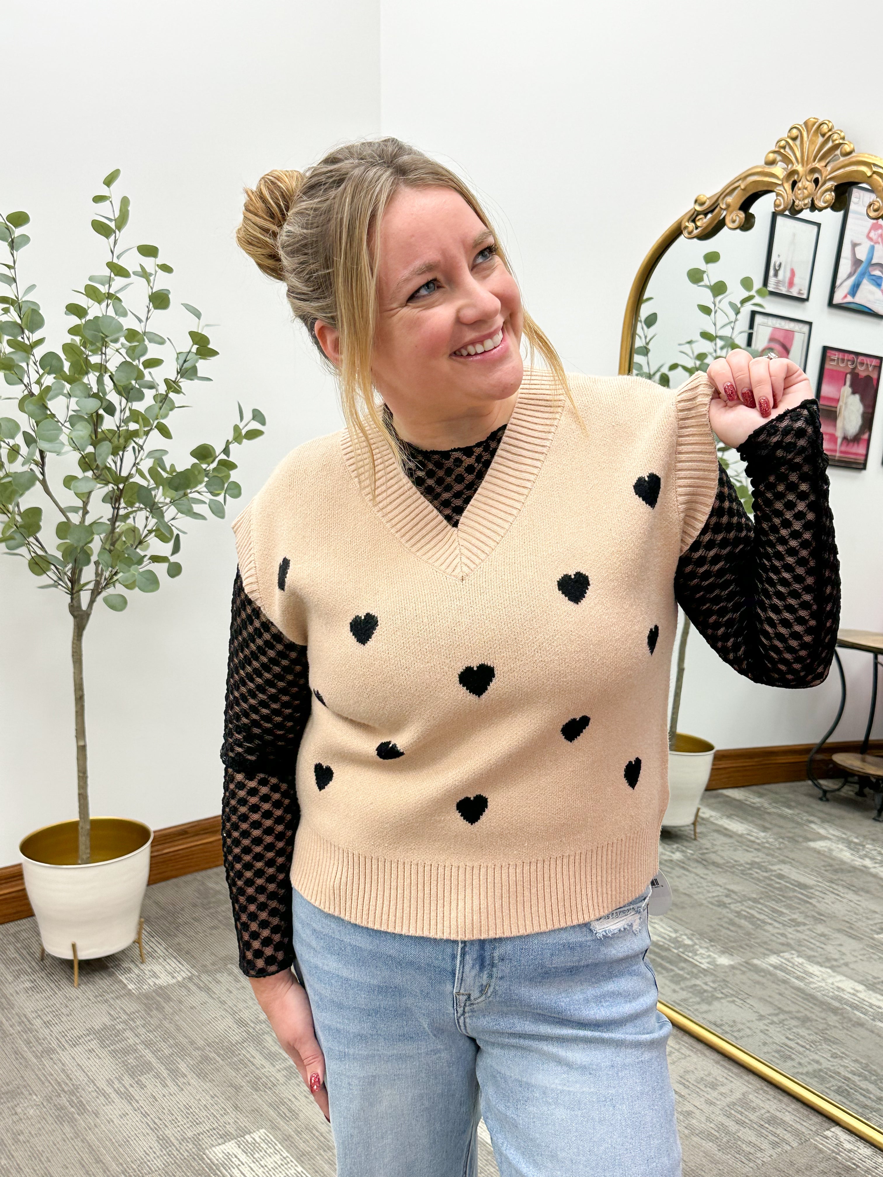 Heart Print Sweater Vest