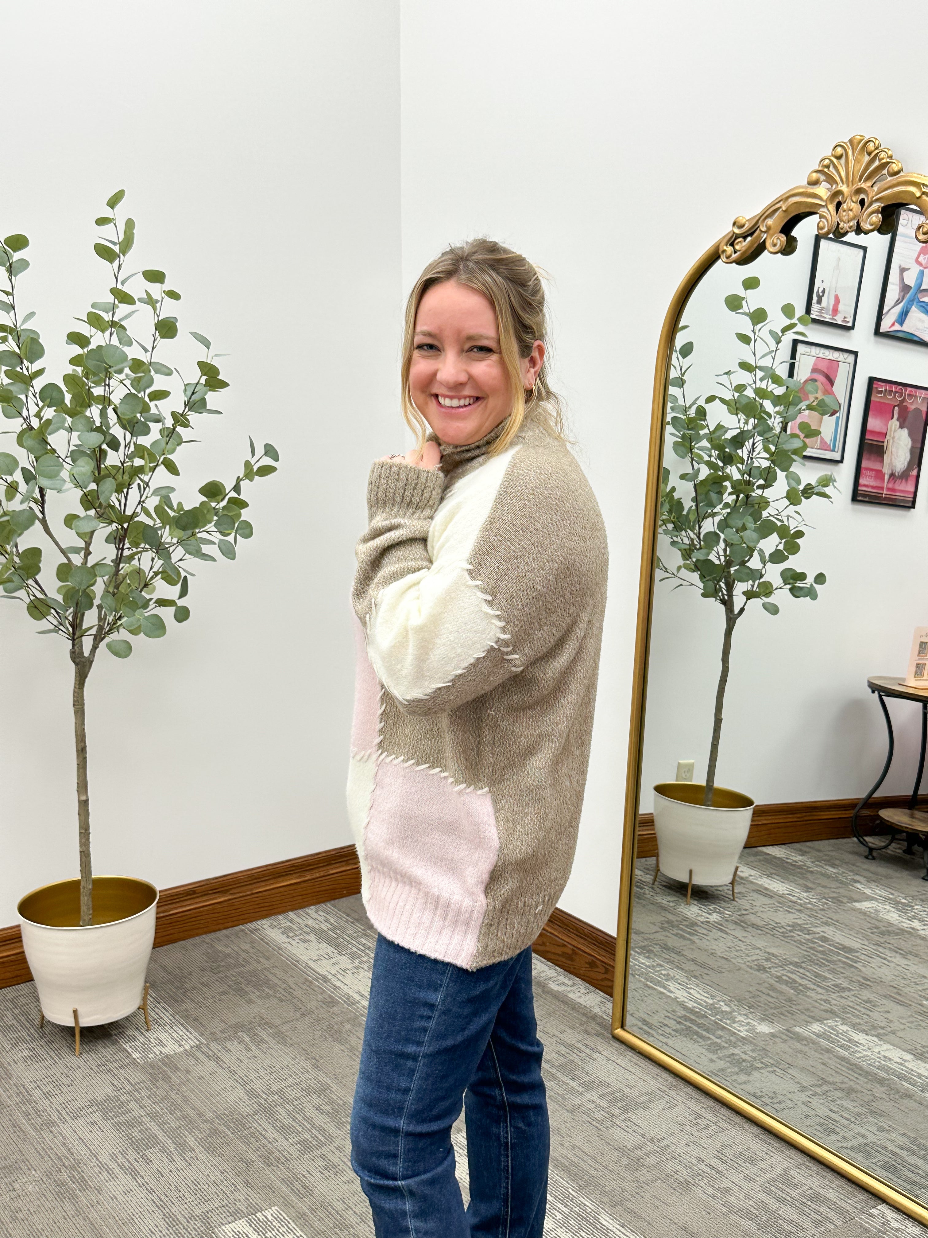 Whip Stitch Colorblock Sweater
