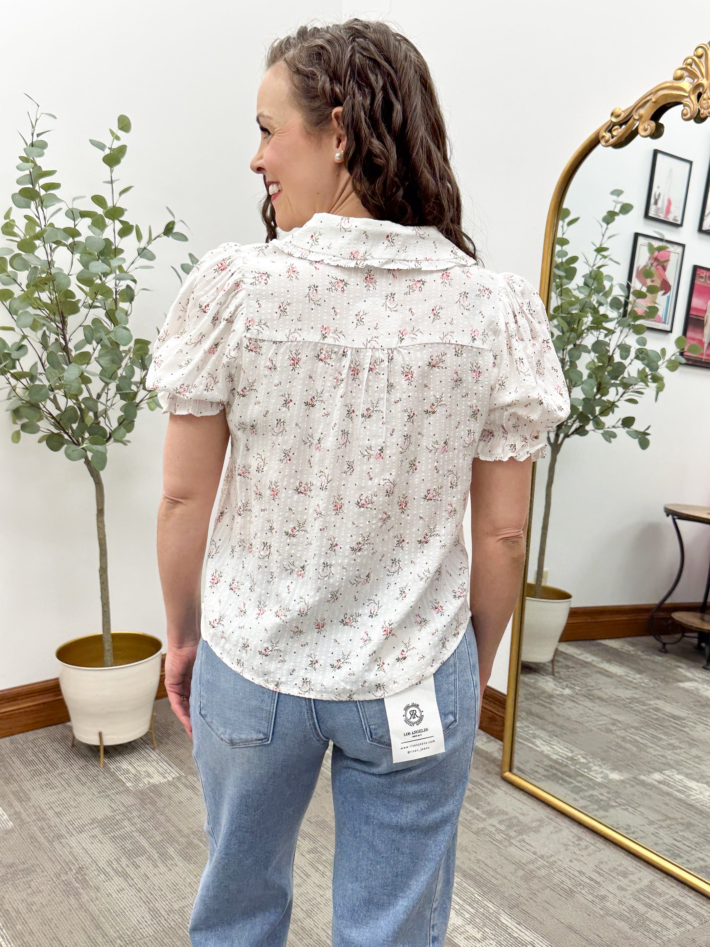 Floral Button Up Peter Pan Collared Blouse