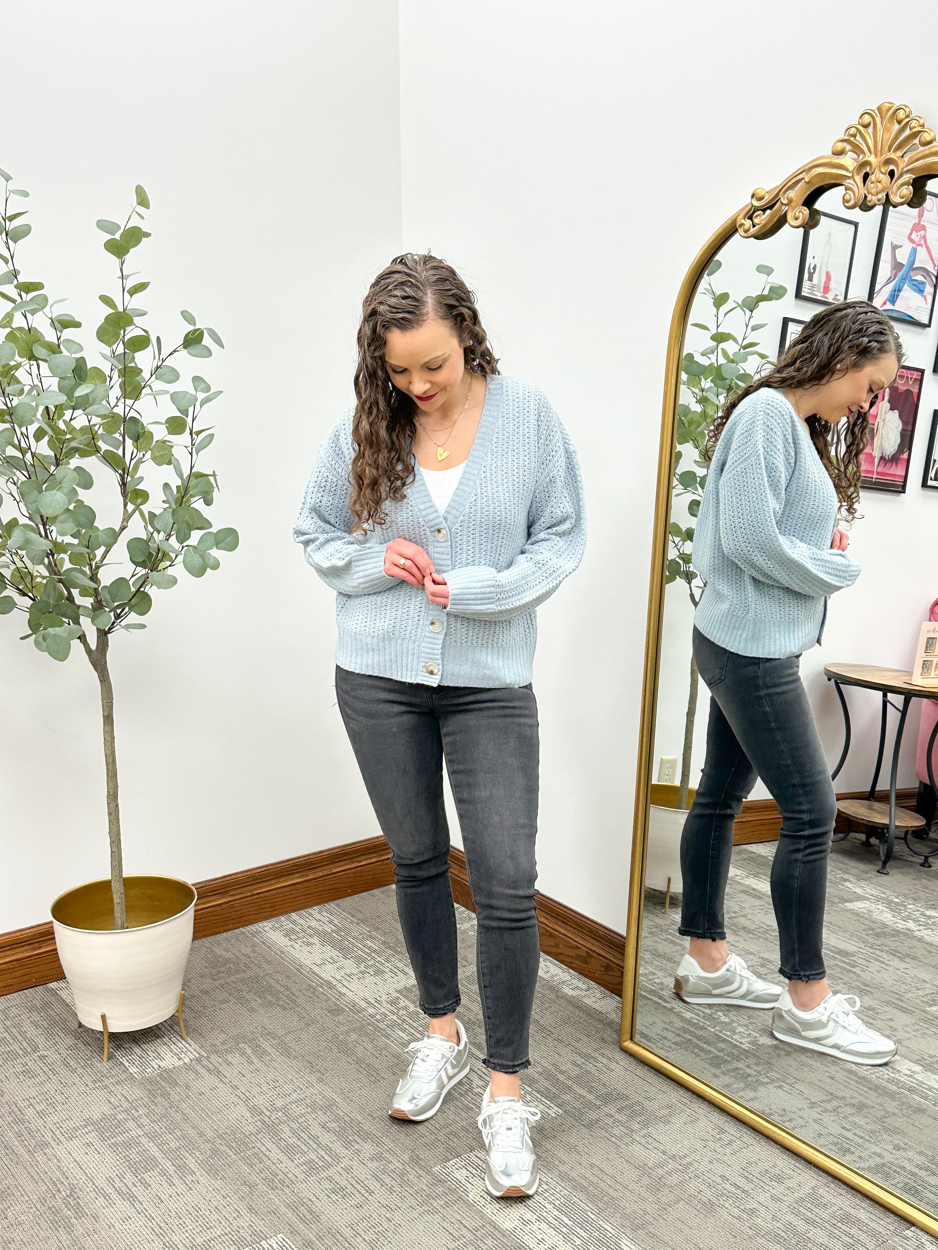 Light Blue Button Cardigan