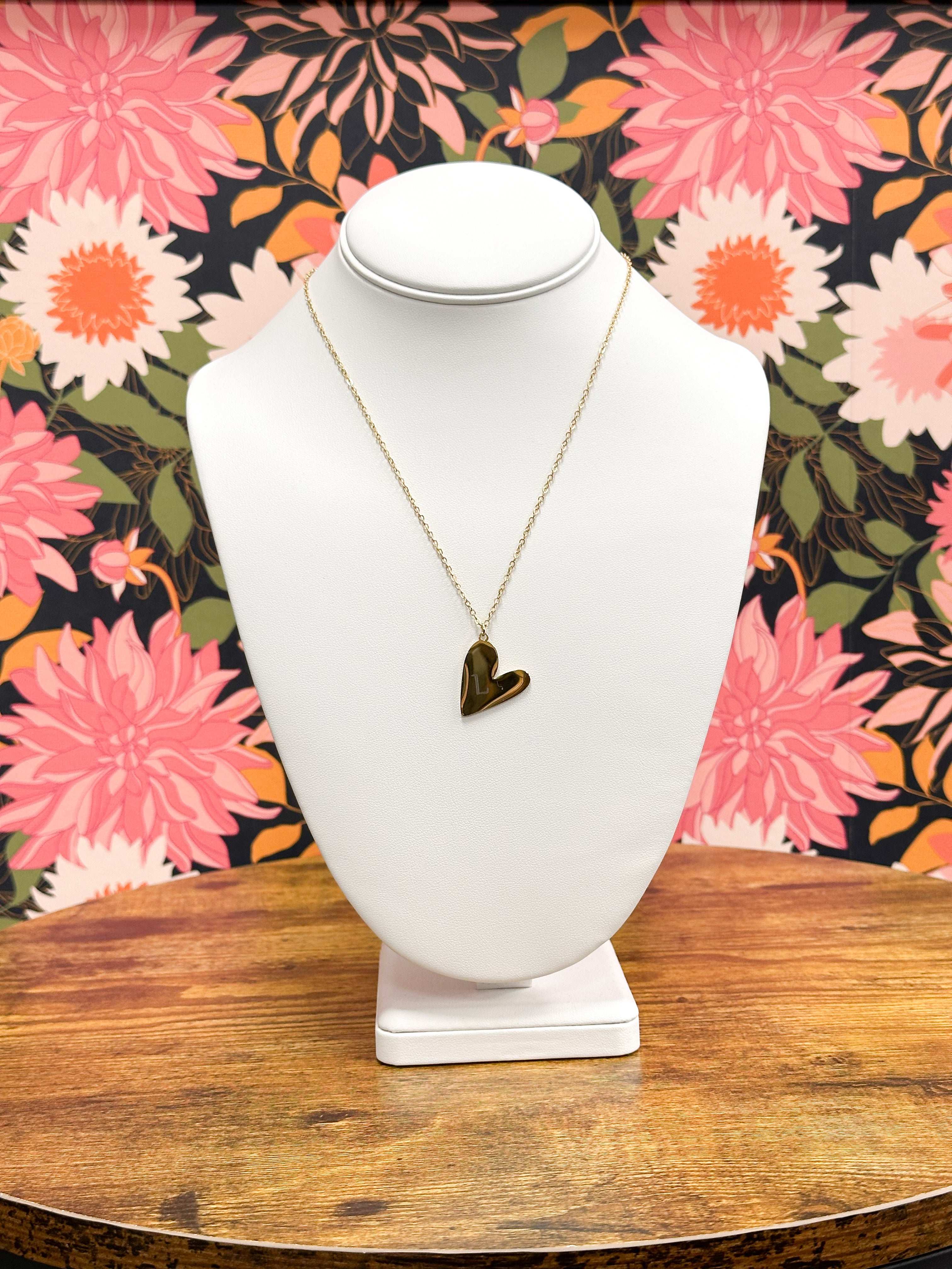 Gold Initial Heart Necklace