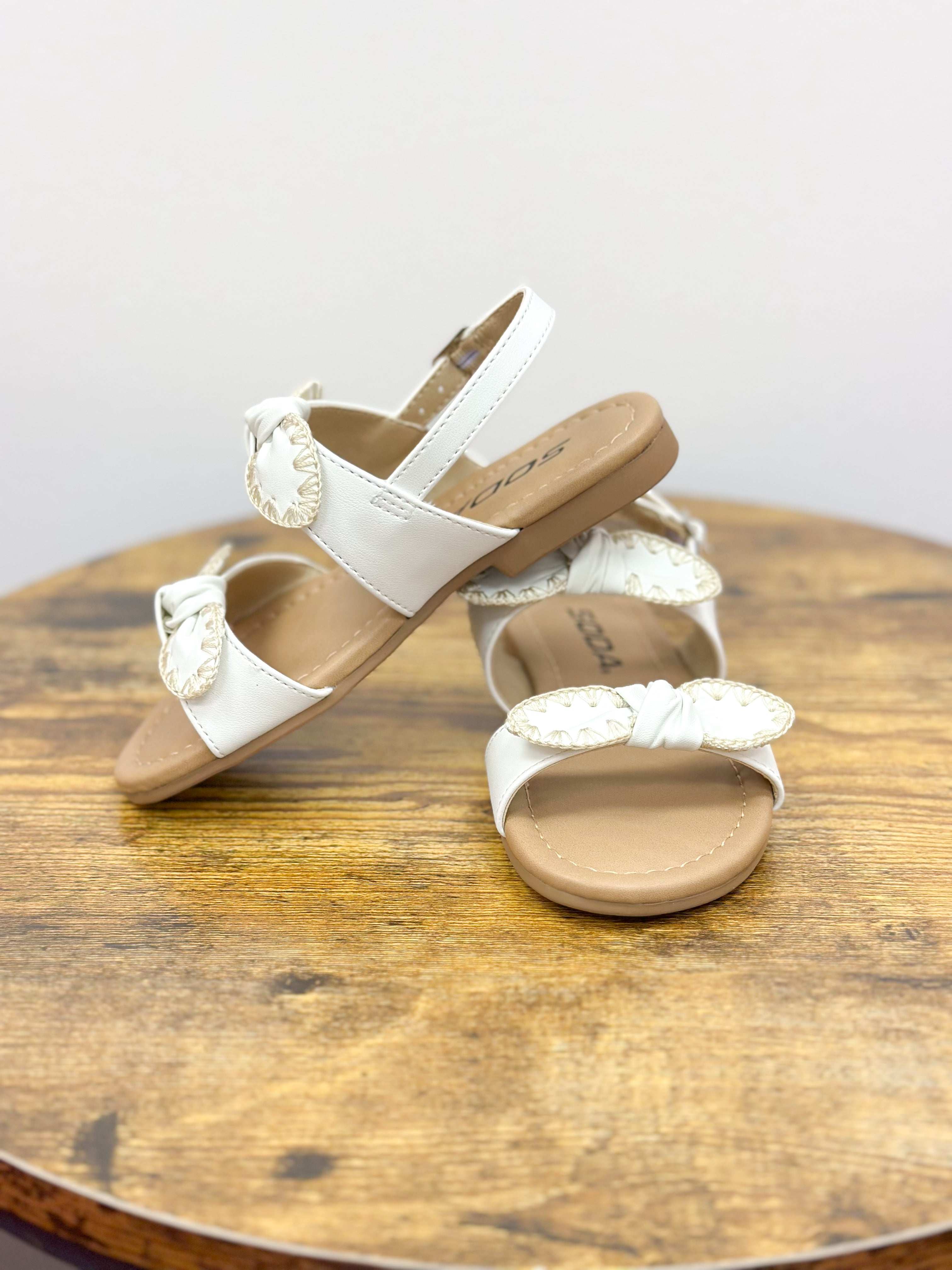 Girls Ivory Bow Sandals