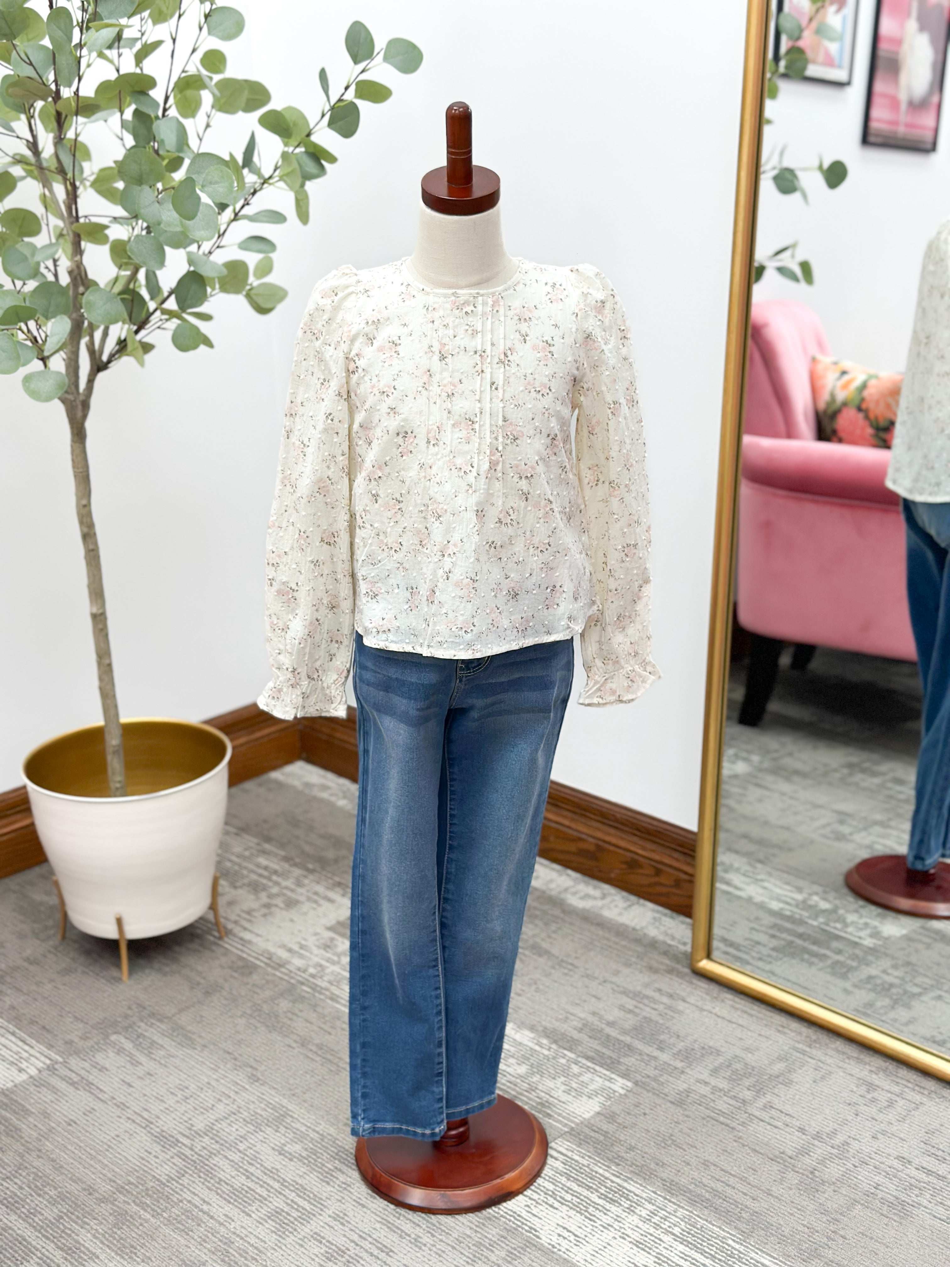 Girls Floral Long Sleeve Top