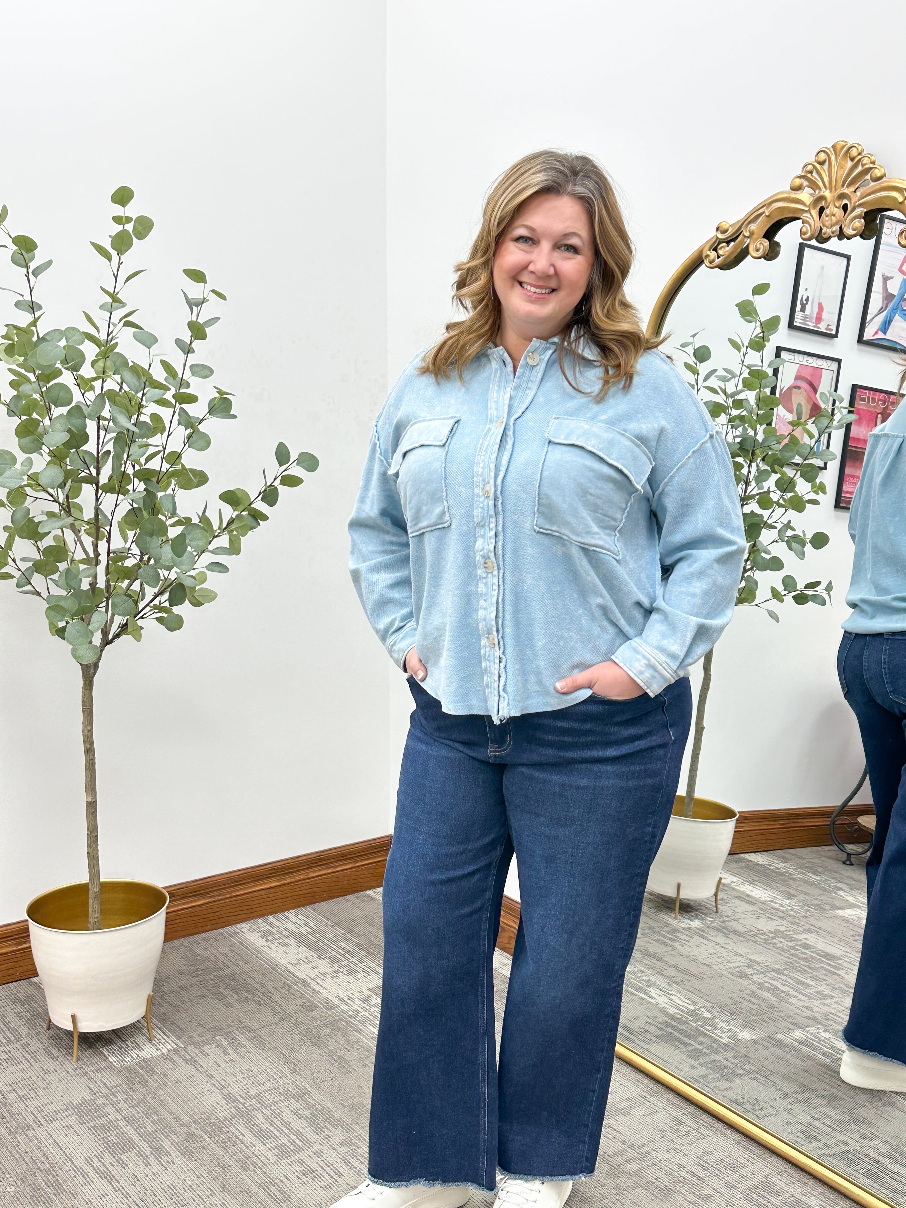 Blue Vintage Wash Shacket