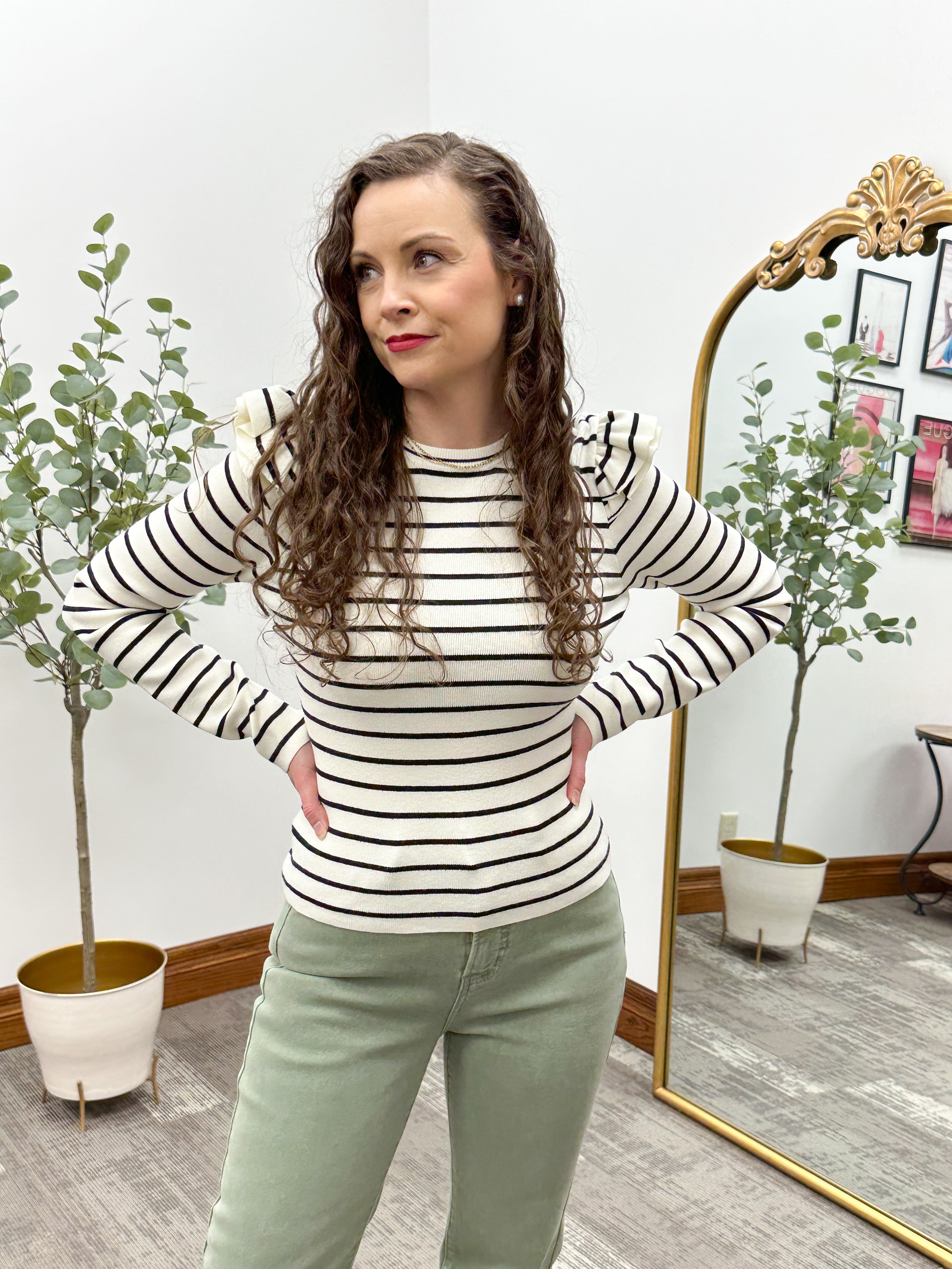 Lexi Striped Ruffle Sweater