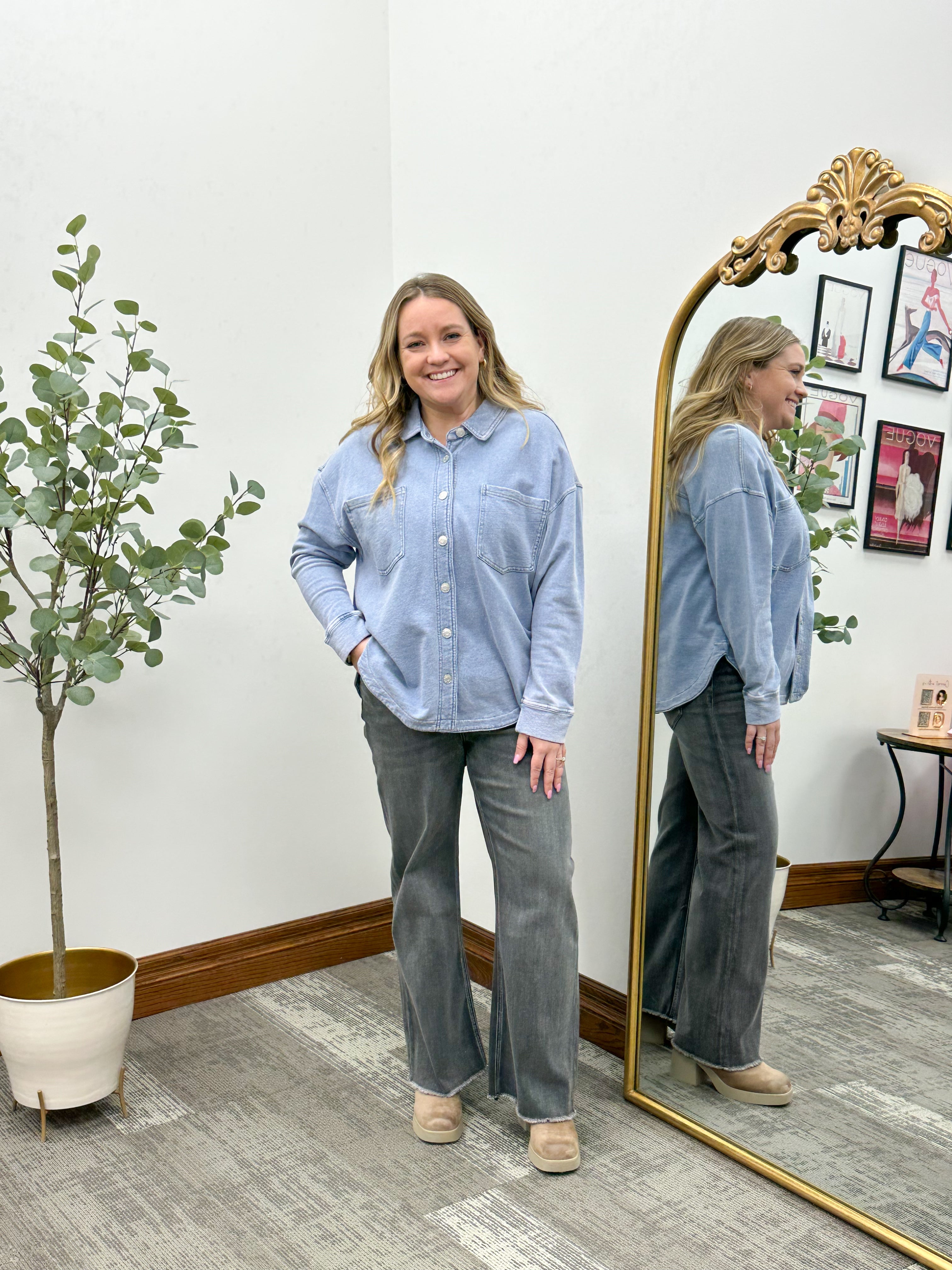 Terry Cloth Denim Shacket