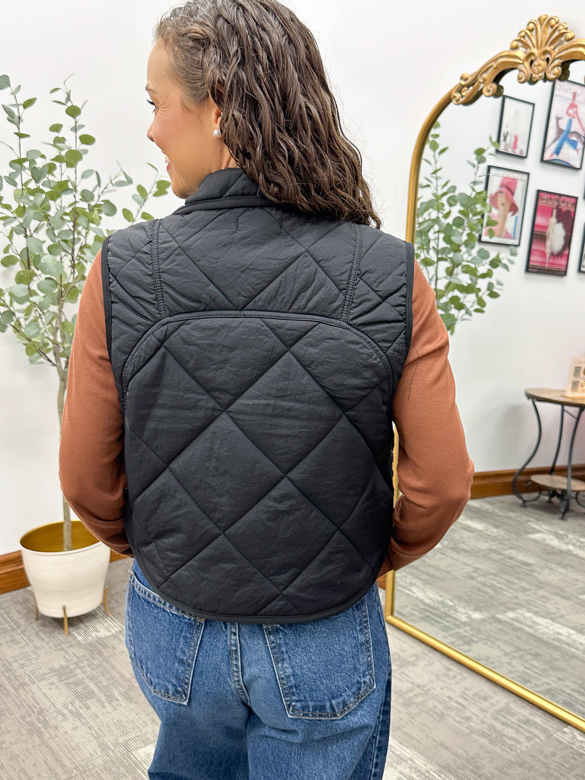 Sabrina Black Quilted Vest