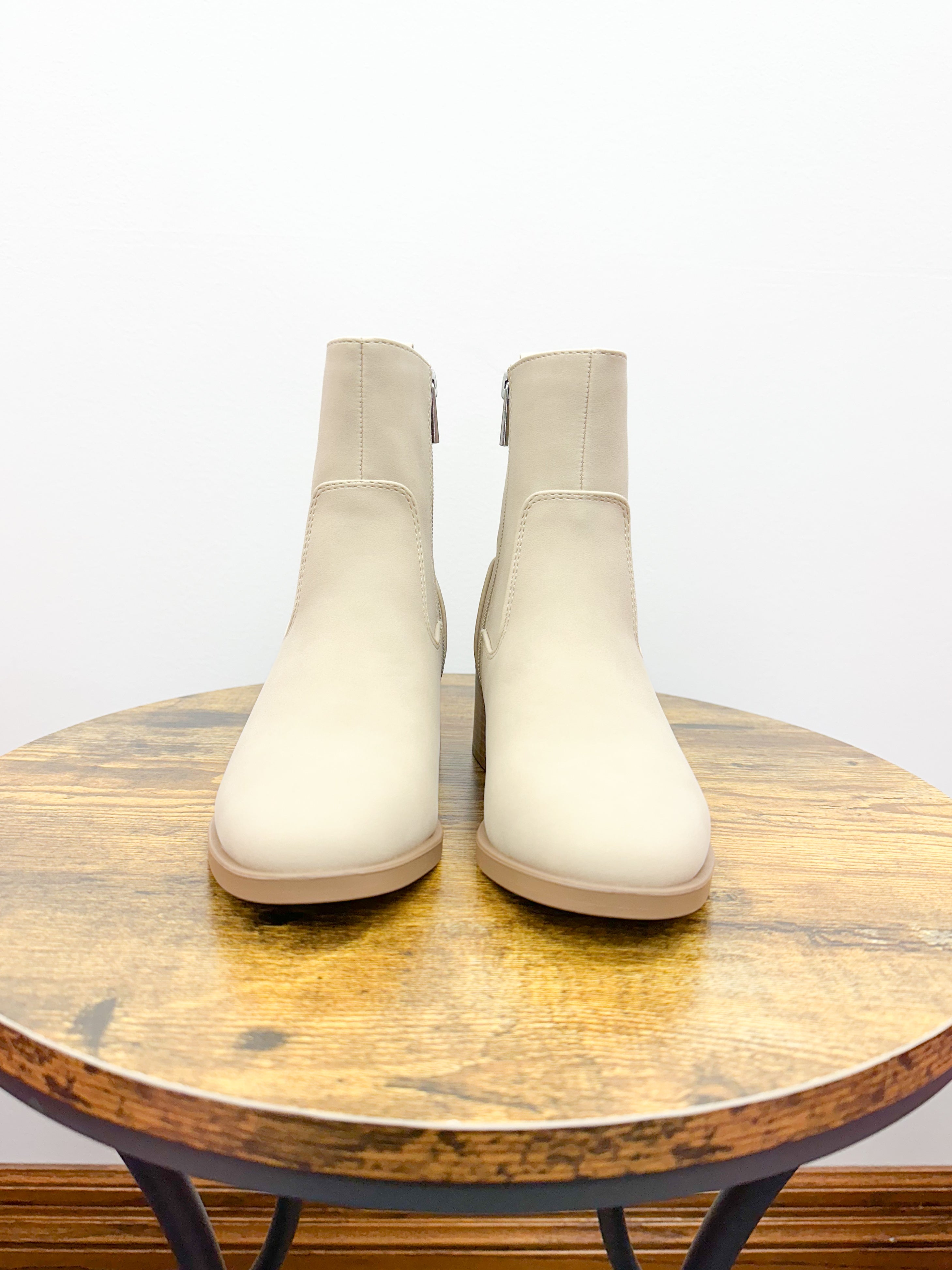 Kendra Beige Heeled Bootie