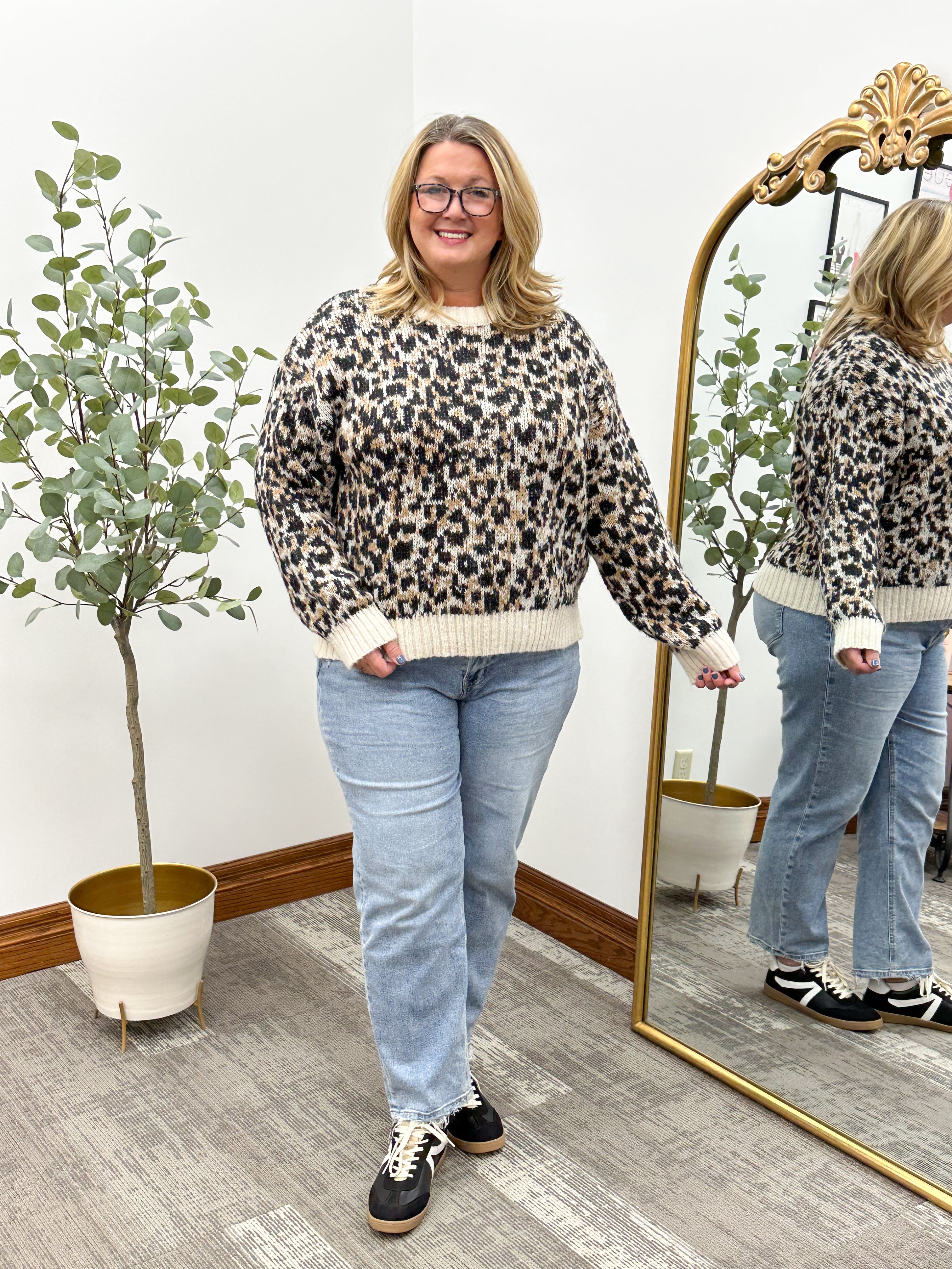 Leopard Print Long Sleeve Sweater