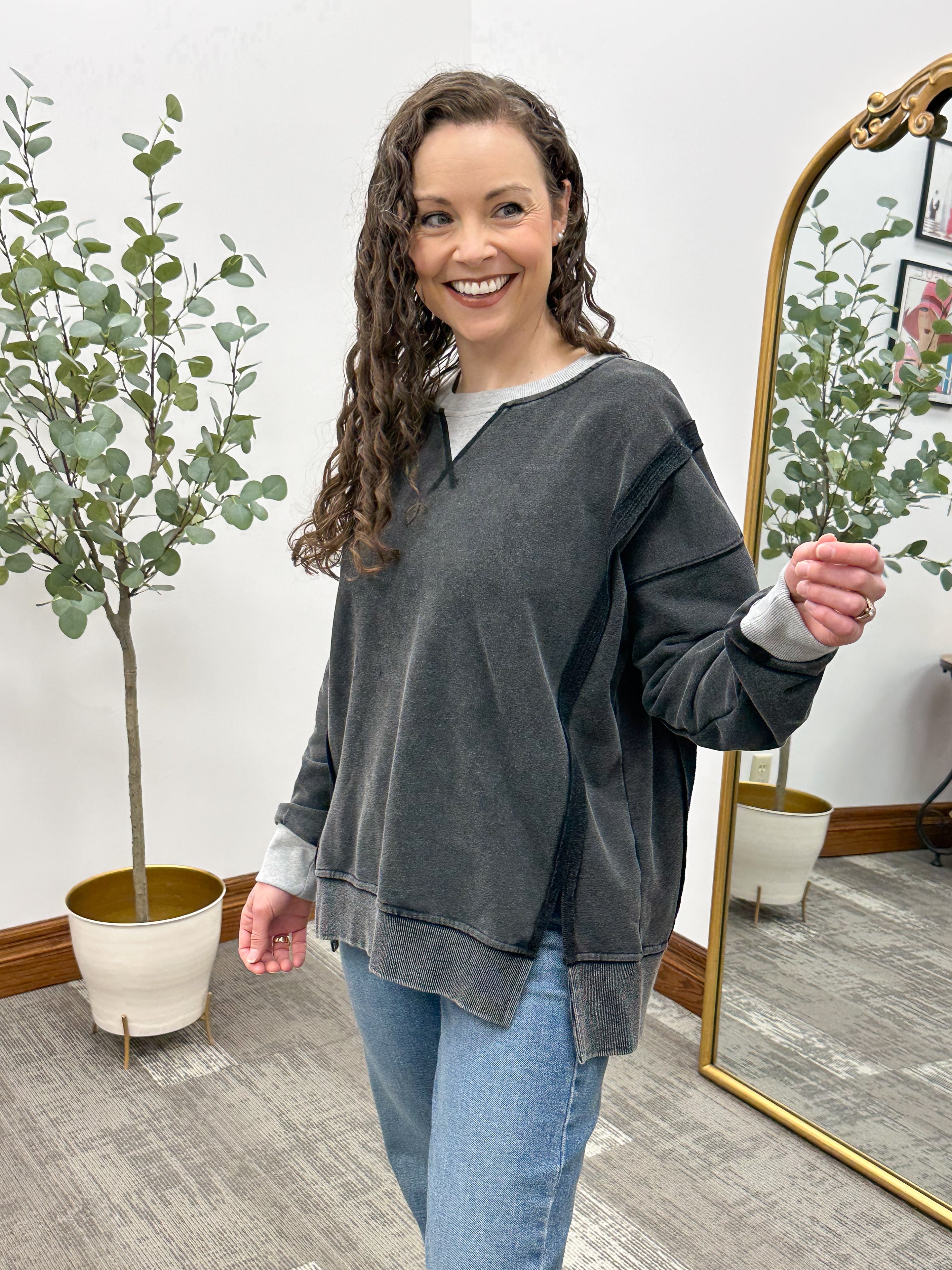 Washed Black Oversized Sweatshirt