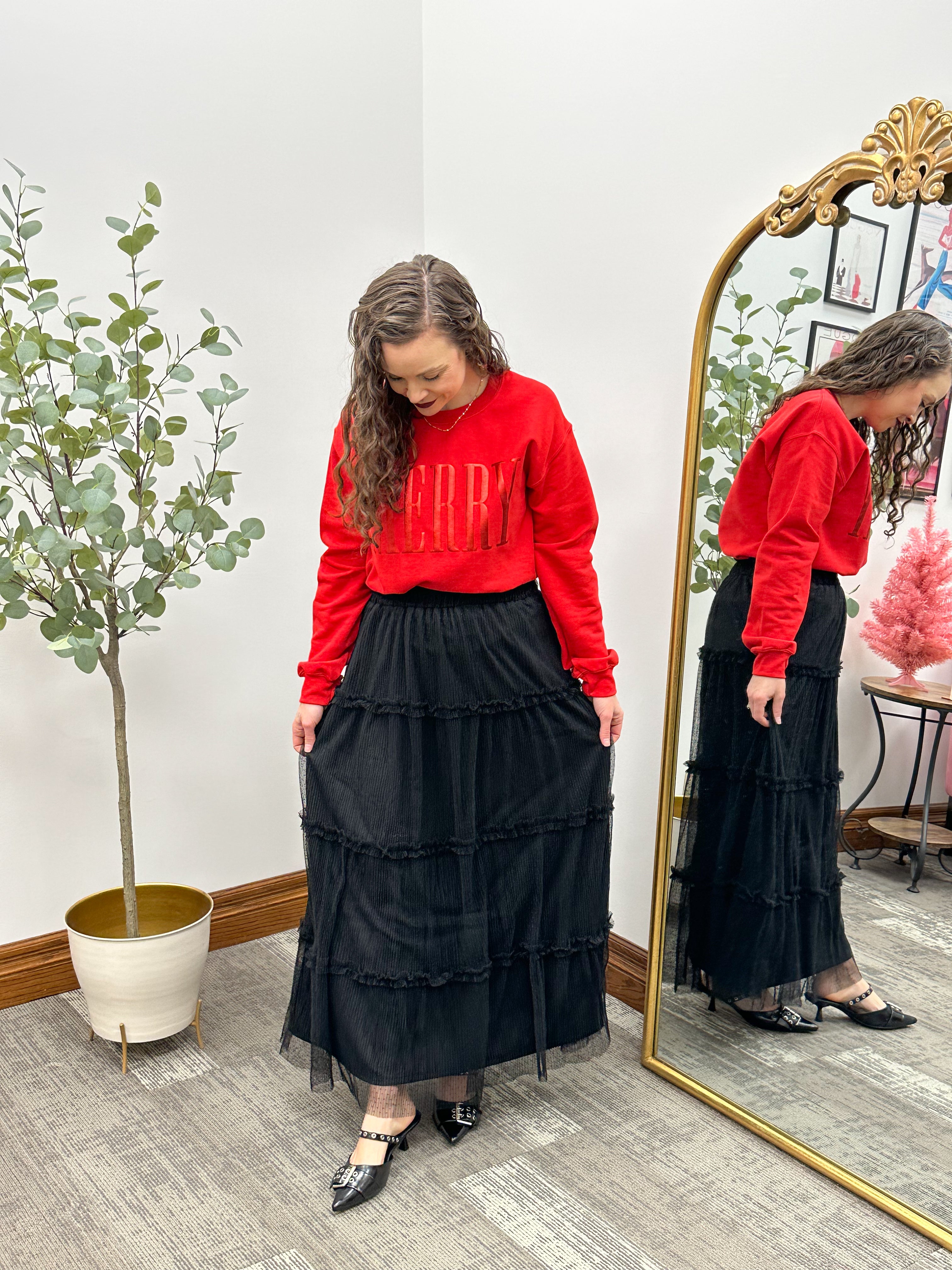 'MERRY' Red Graphic Sweatshirt