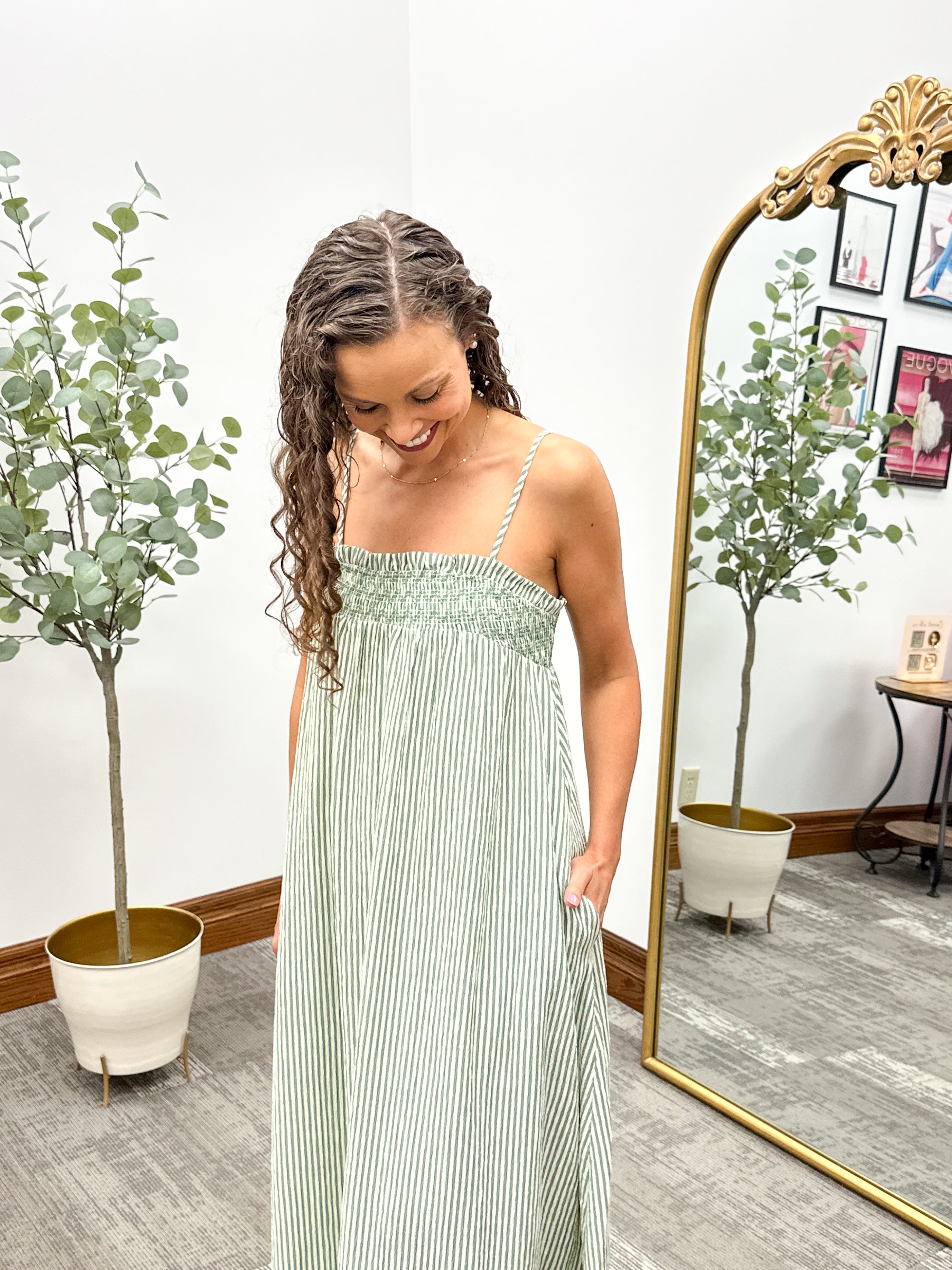 Striped Smocked Maxi Dress