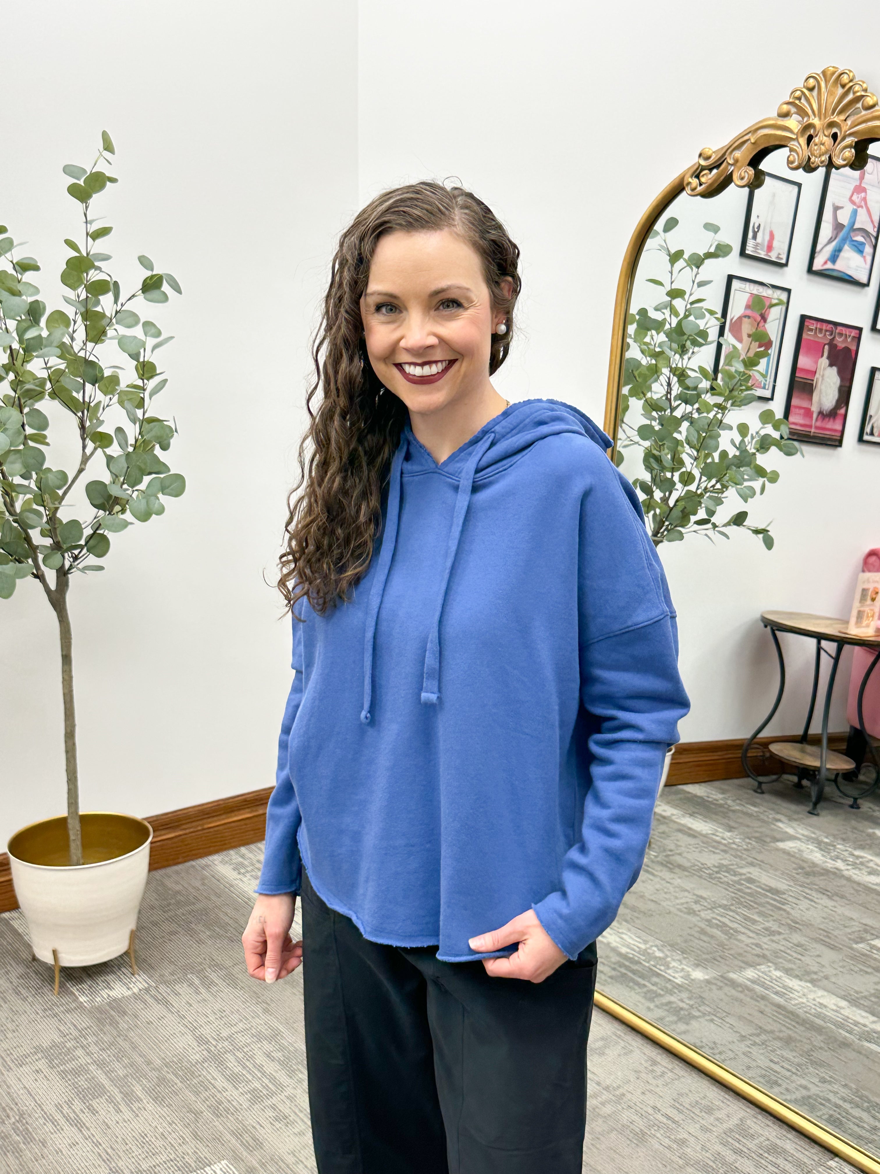 Blue Oversized Hooded Sweatshirt