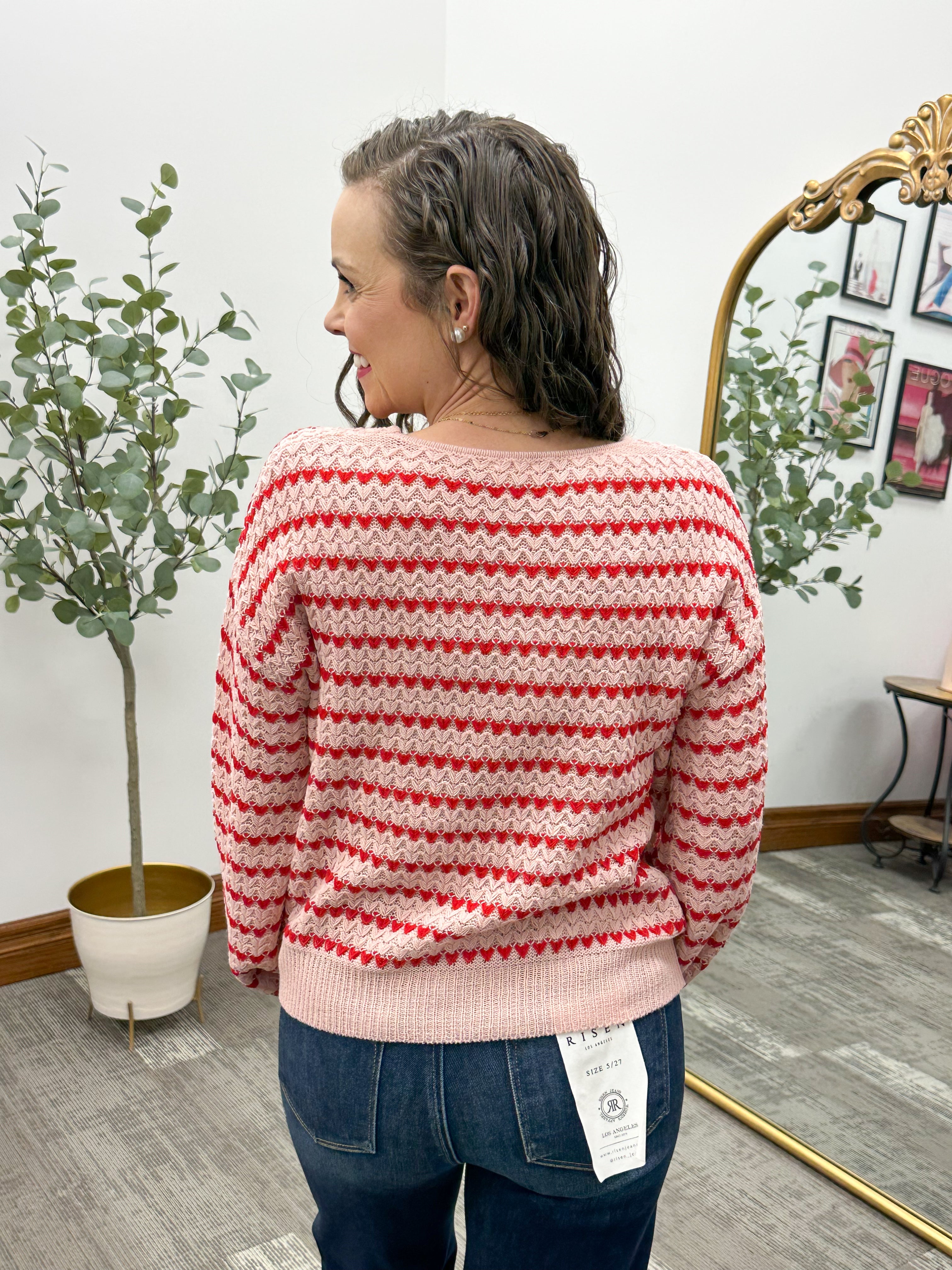 Pink & Red Heart Knit Sweater
