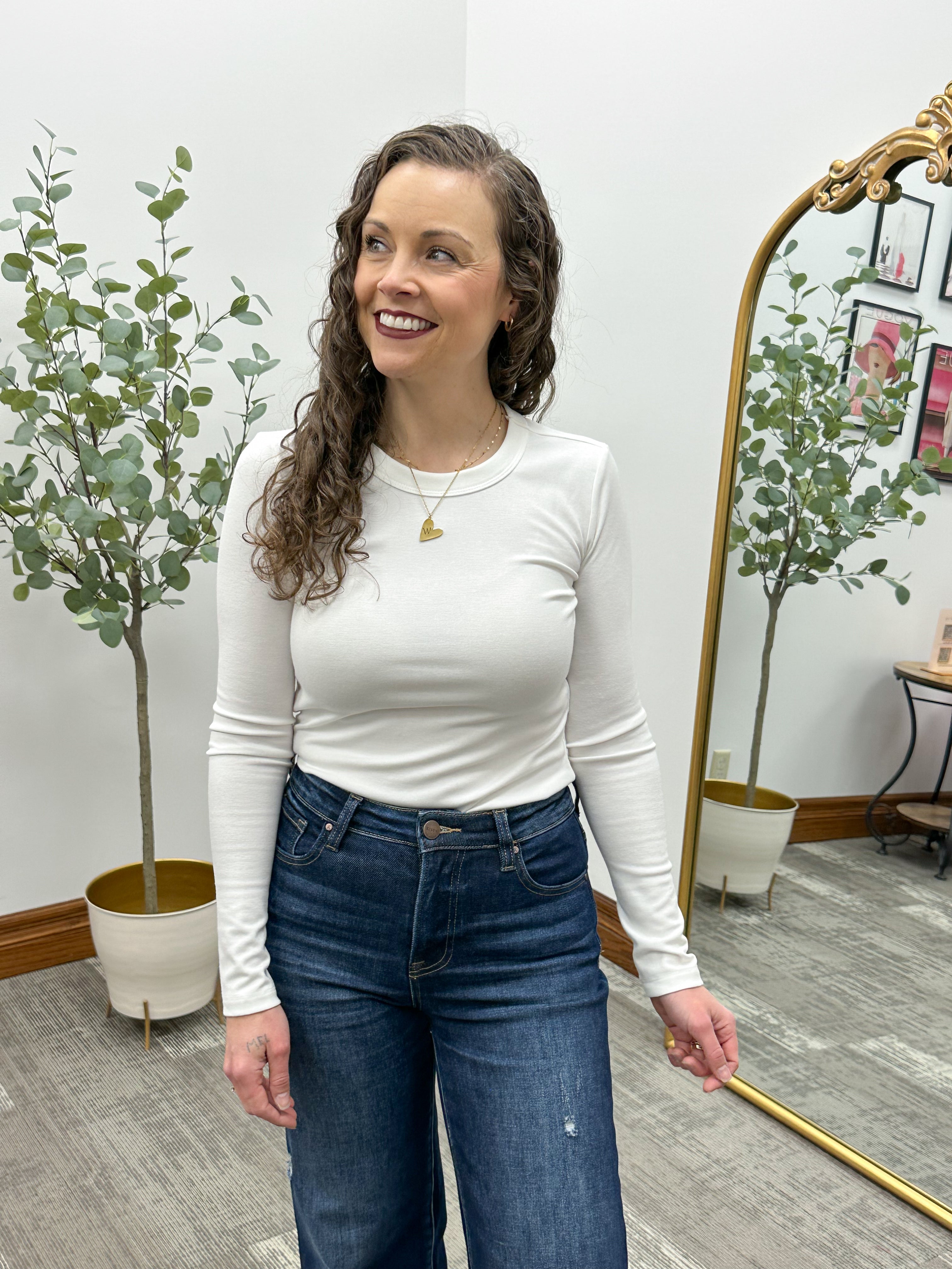 Ivory Long Sleeve Basic Top