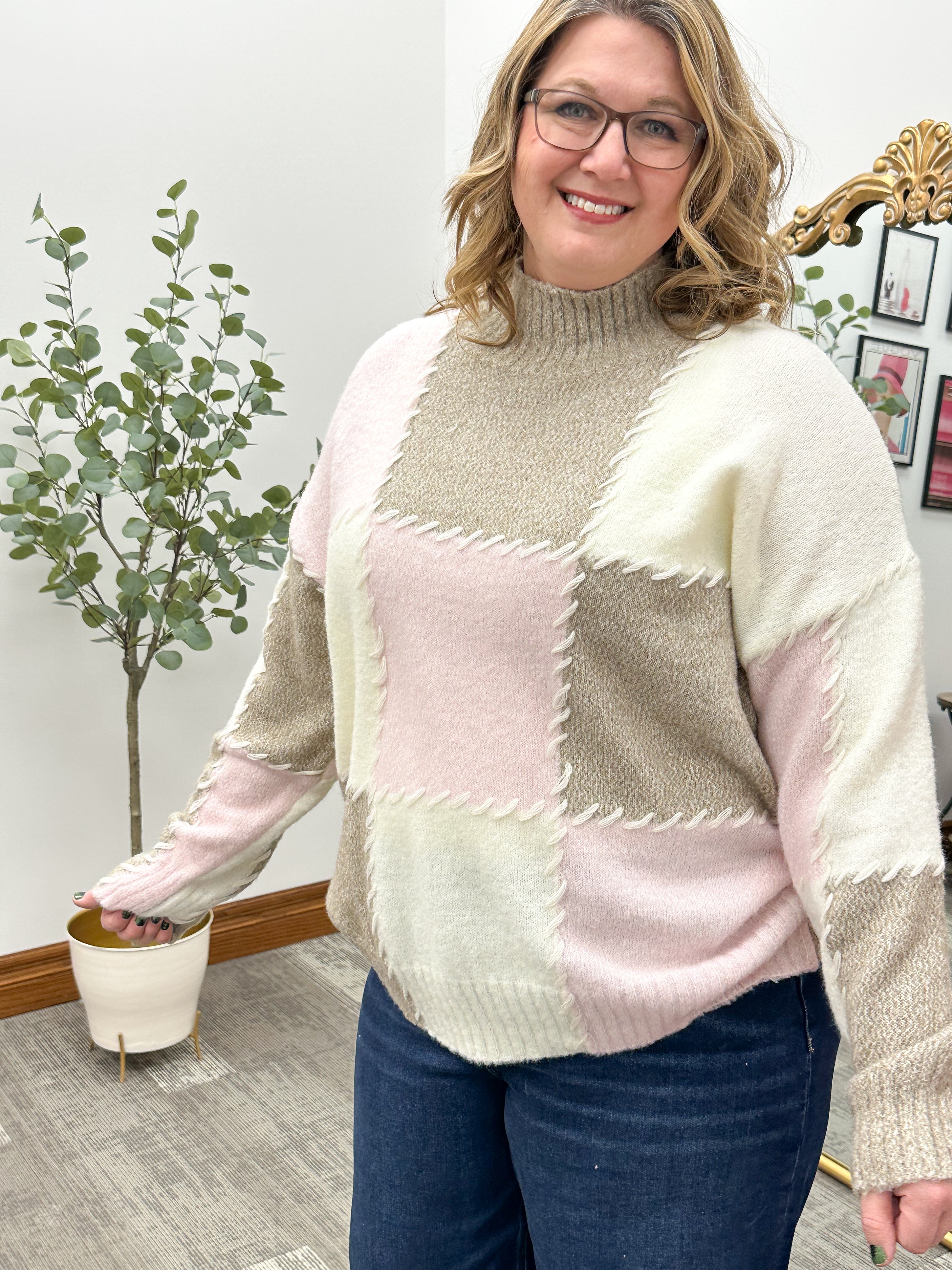 Whip Stitch Colorblock Sweater