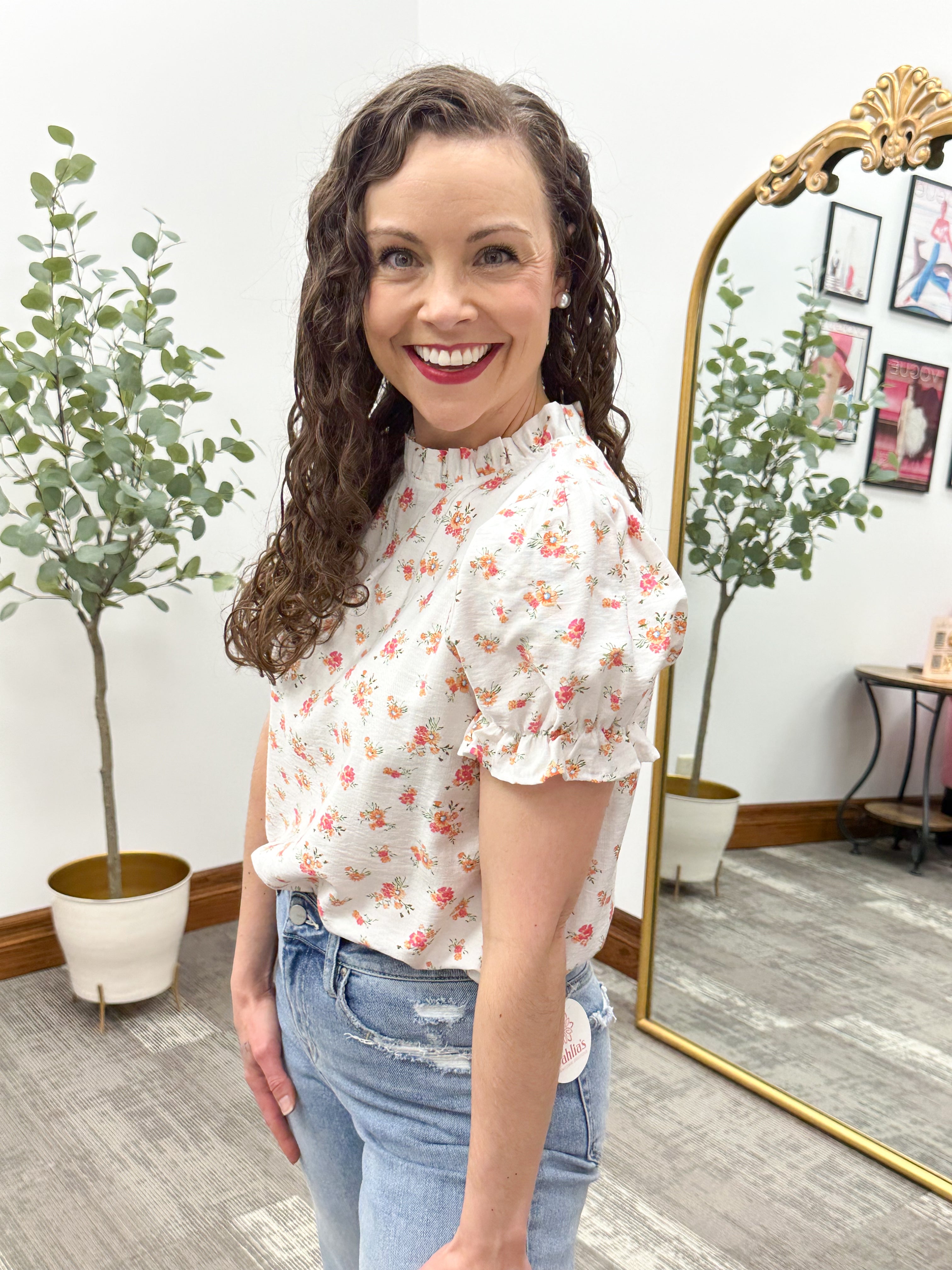 Floral Mock Neck Blouse