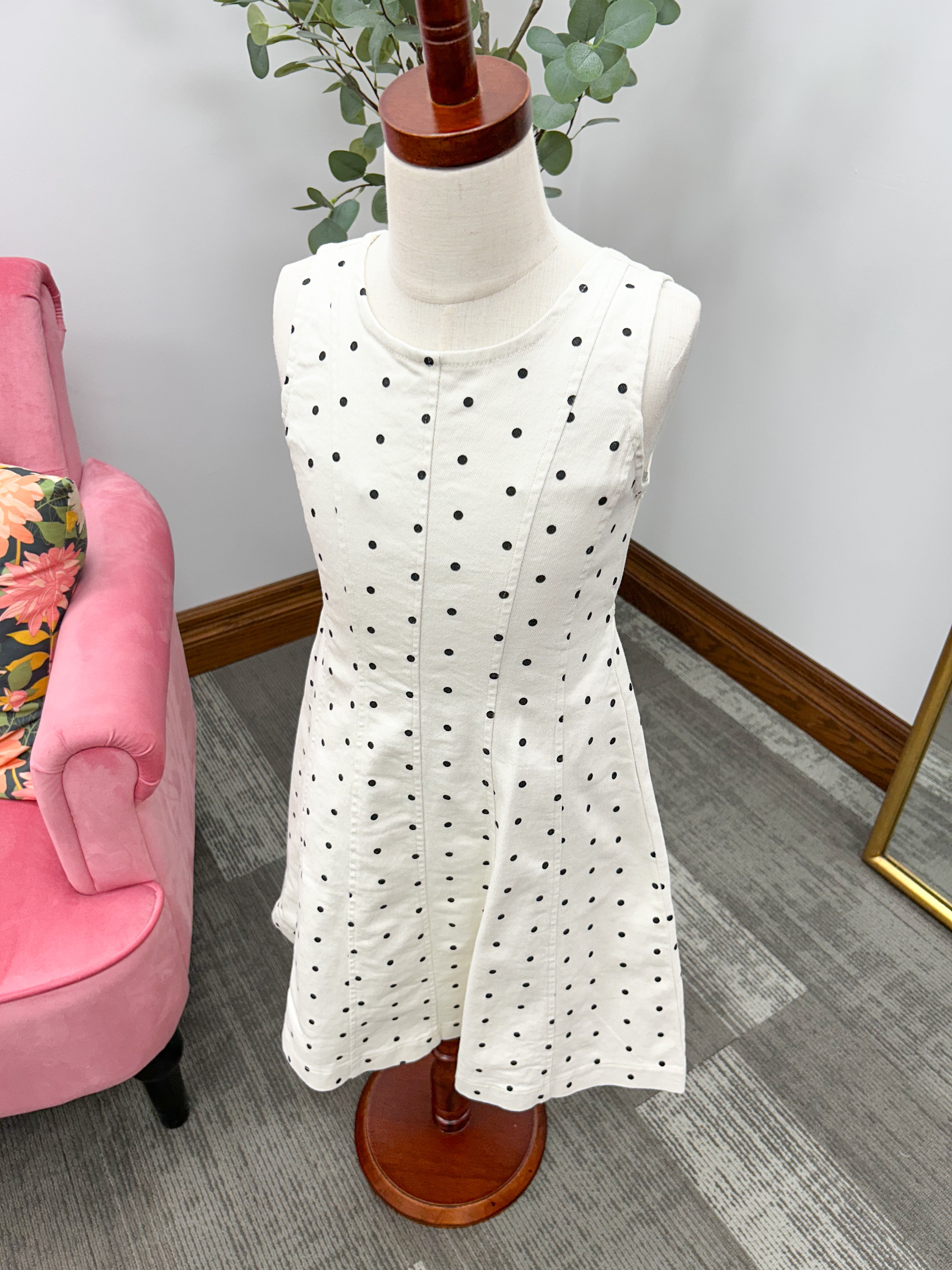 Girls Polka Dot Denim Dress