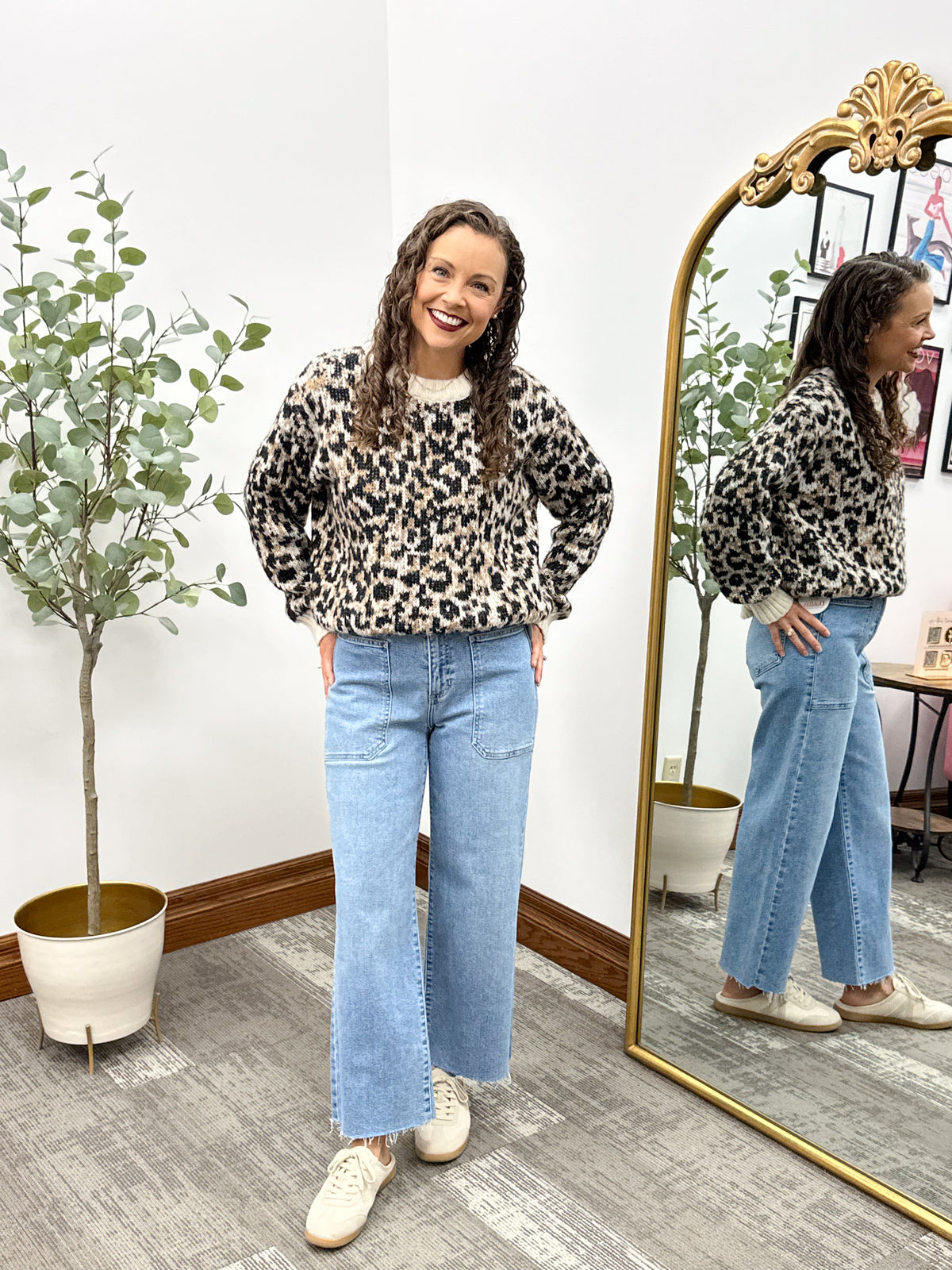 Leopard Print Long Sleeve Sweater