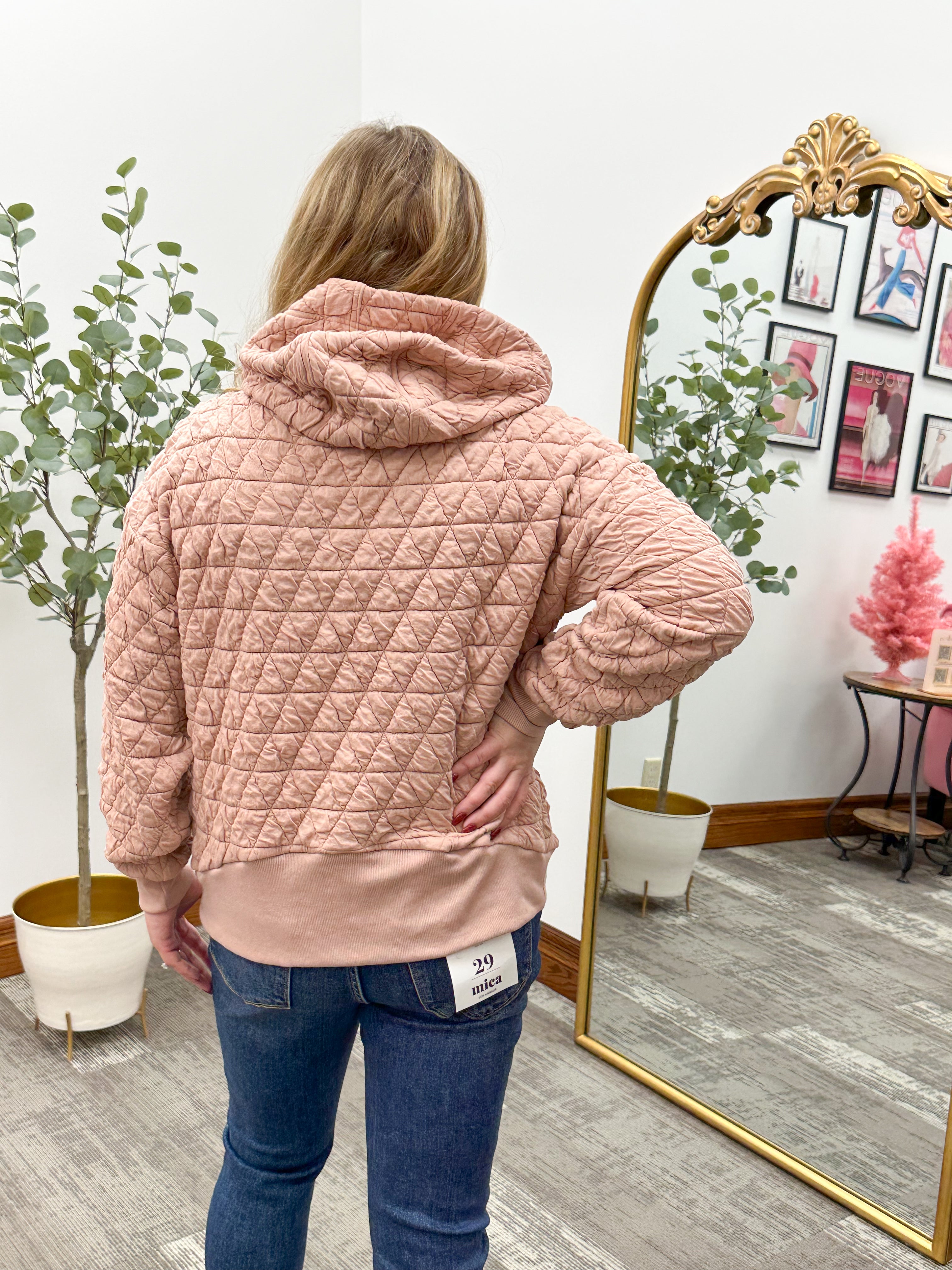 Sasha Blush Quilted Hoodie