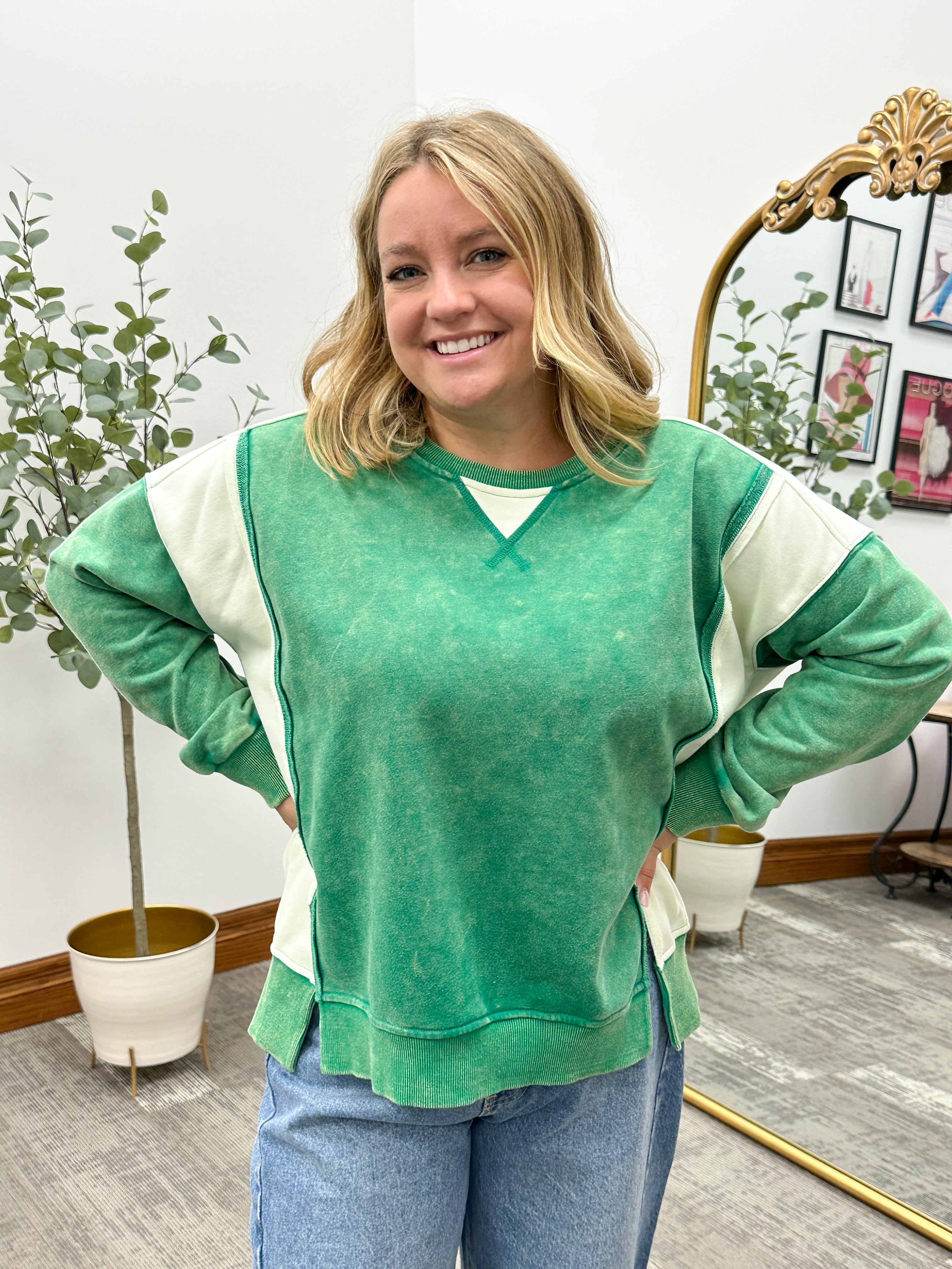 Oversized Green Terry Sweatshirt