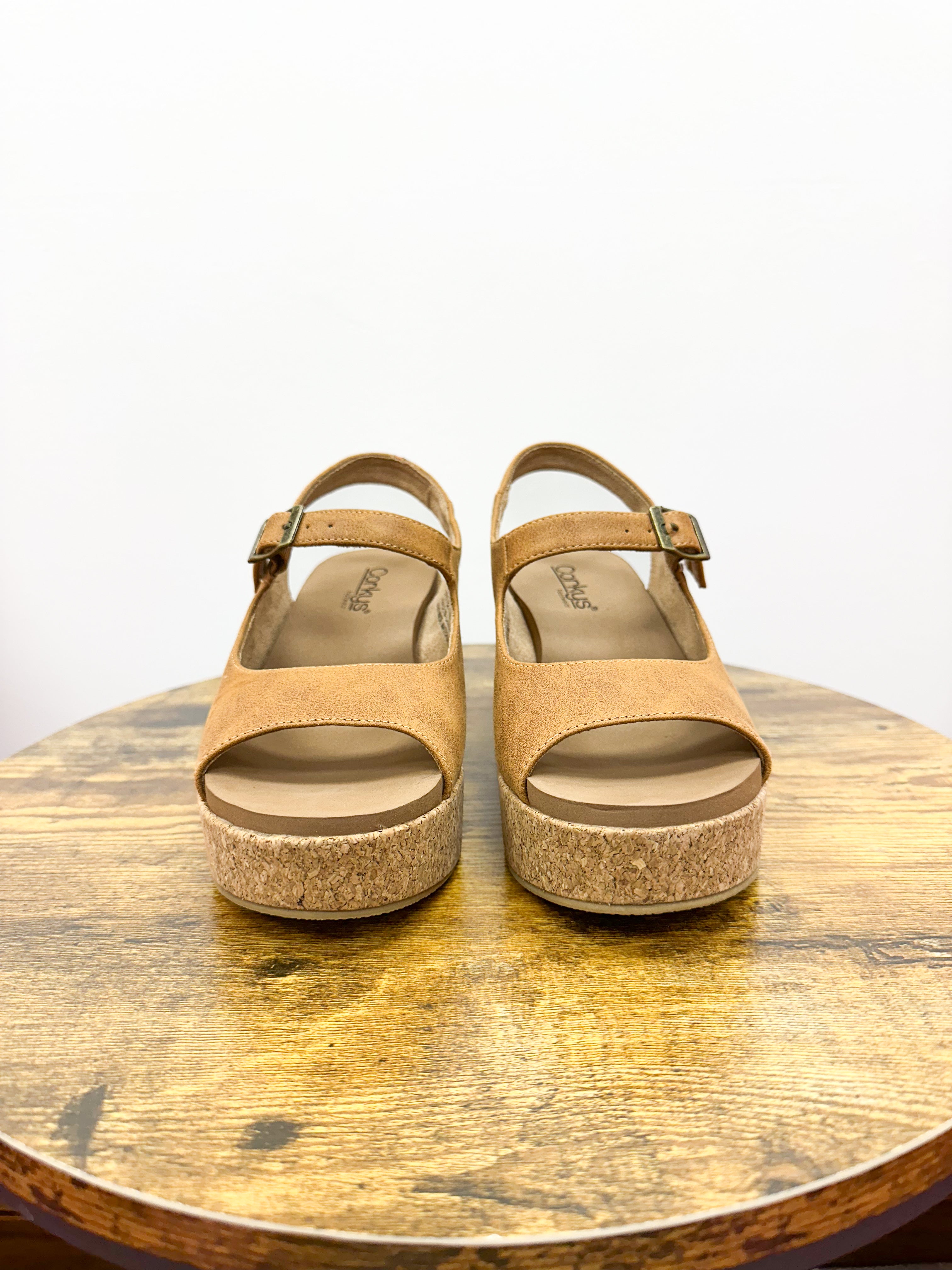Corkys Miss Behavin Camel Block Heel Wedge