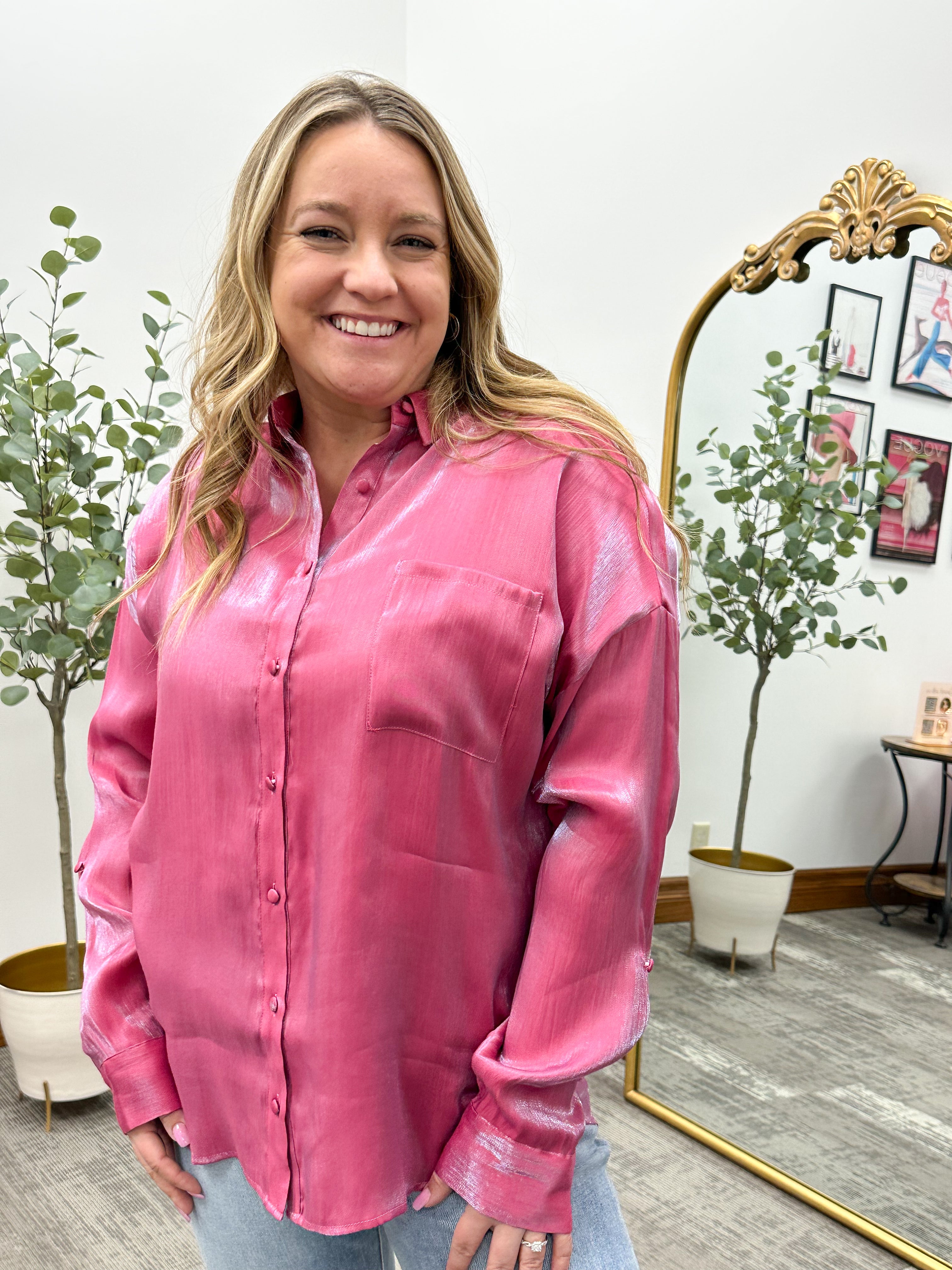 Iridescent Button Up Blouse