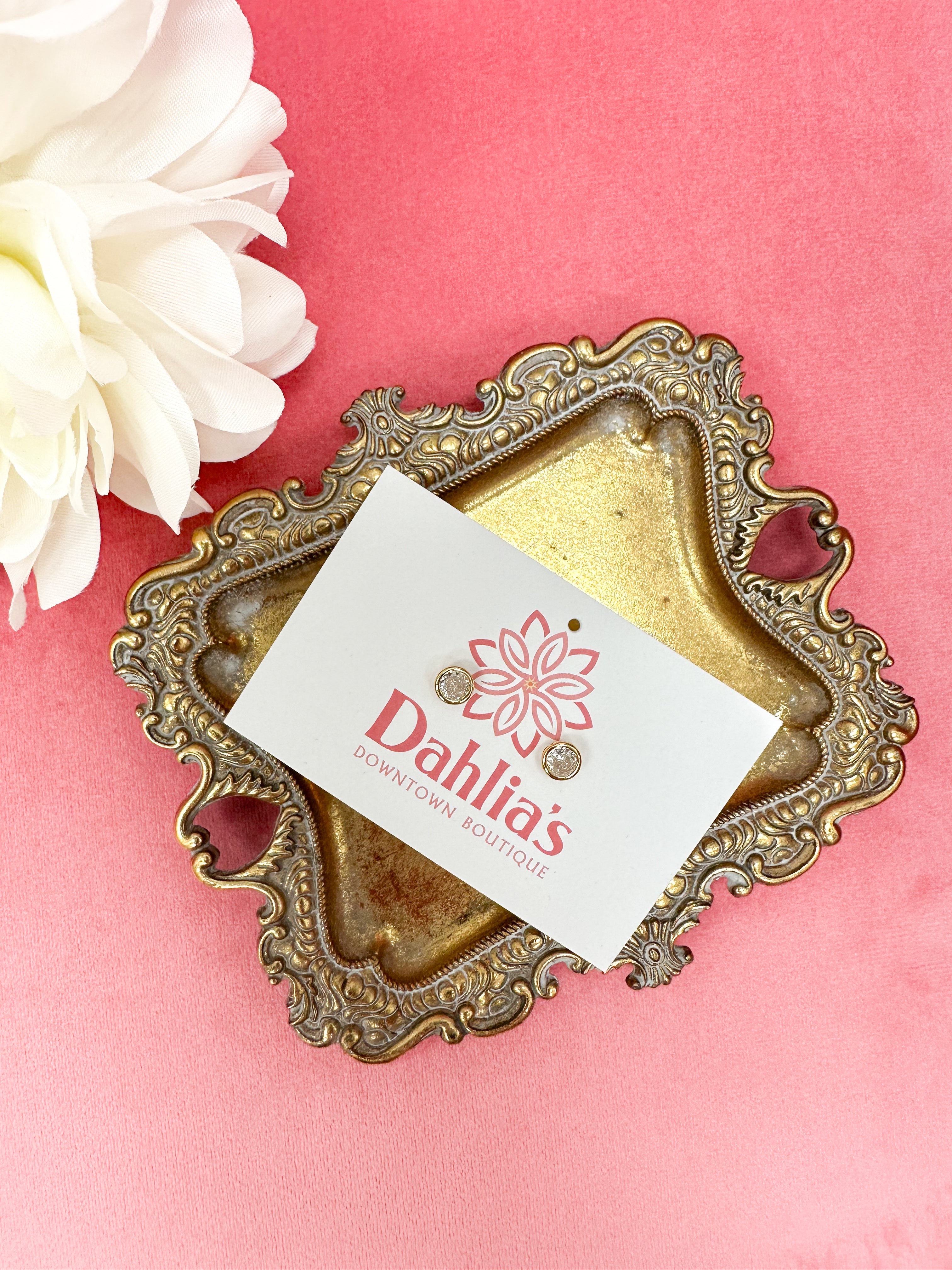 CZ Gold Dipped Stud Earrings