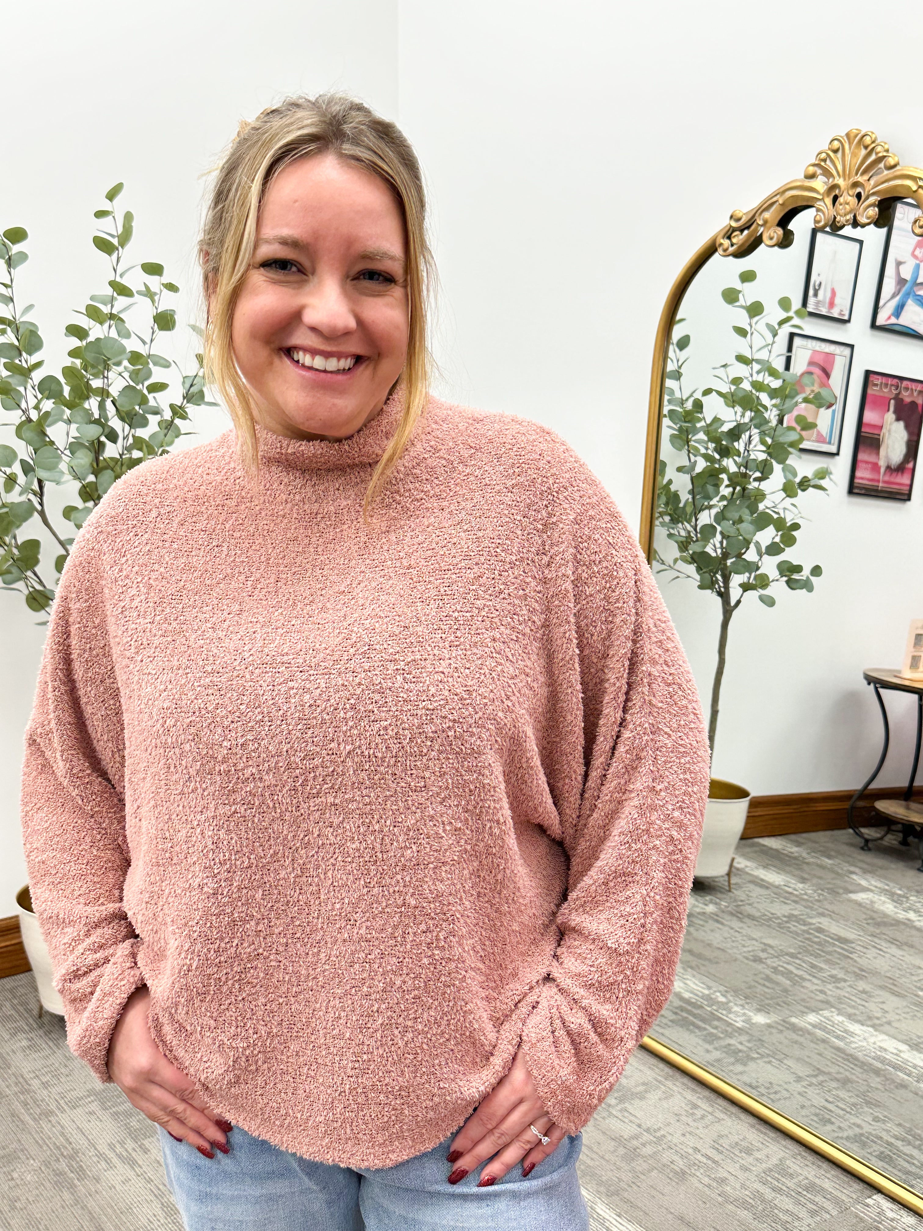 Mauve Mock Neck Sweater